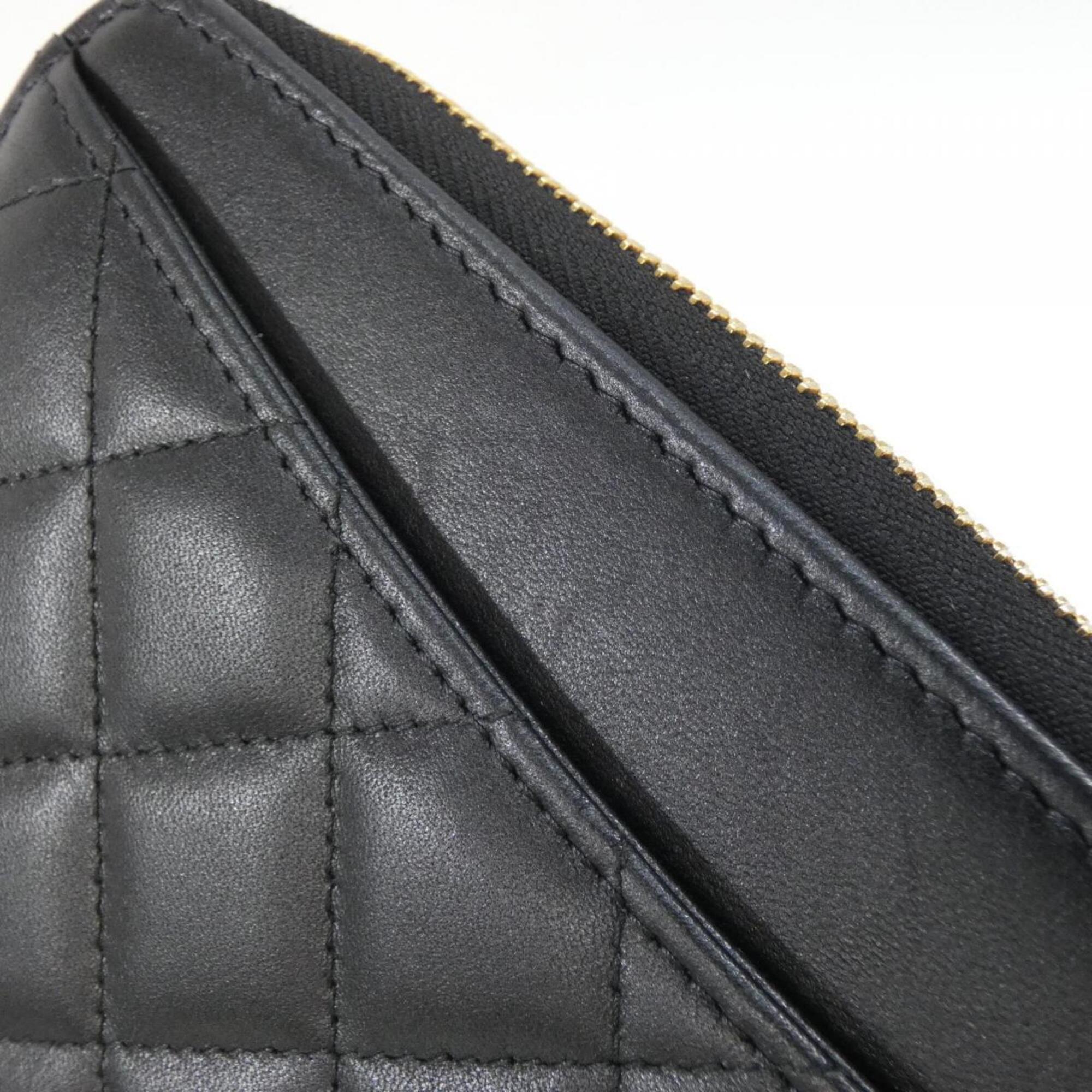 Chanel Black Bordeaux Leather Long Wallet (Bi-Fold) (Pre-Owned)