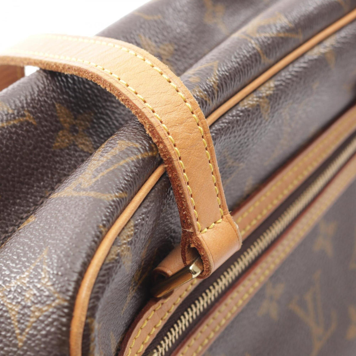 Louis Vuitton Brown Coated Canvas Monogram Leather Handbag Shoulder Bag (Pre-Owned)