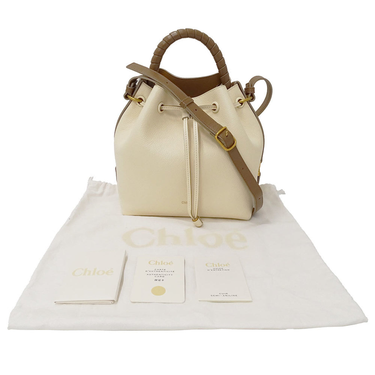 Chloé Brown Ivory Leather Handbag Shoulder Bag (Pre-Owned)