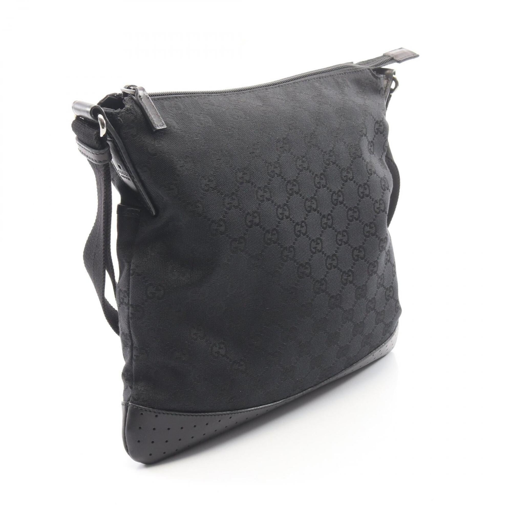 Gucci Black Gg Canvas Leather Handbag Shoulder Bag (Pre-Owned)
