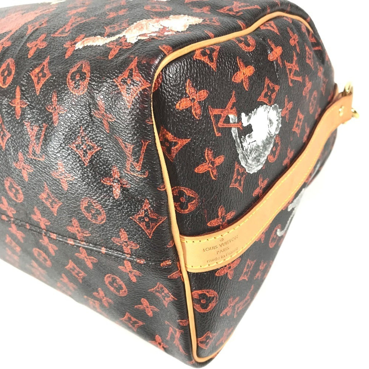 Louis Vuitton Brown Orange Monogram Canvas Boston Bag Handbag Shoulder Bag (Pre-Owned)