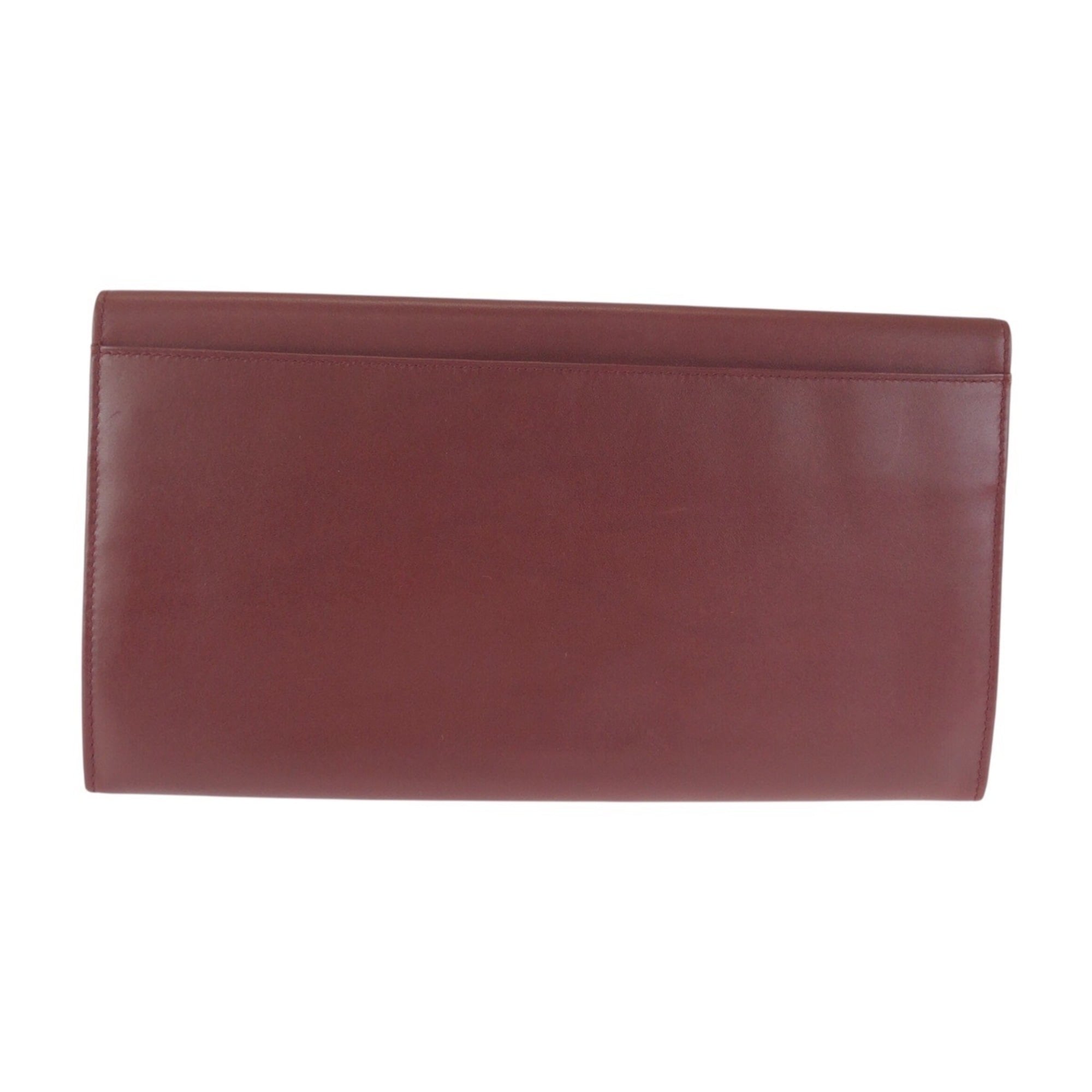 Cartier Bordeaux Wine Red Leather Clutch Bag (Pre-Owned)