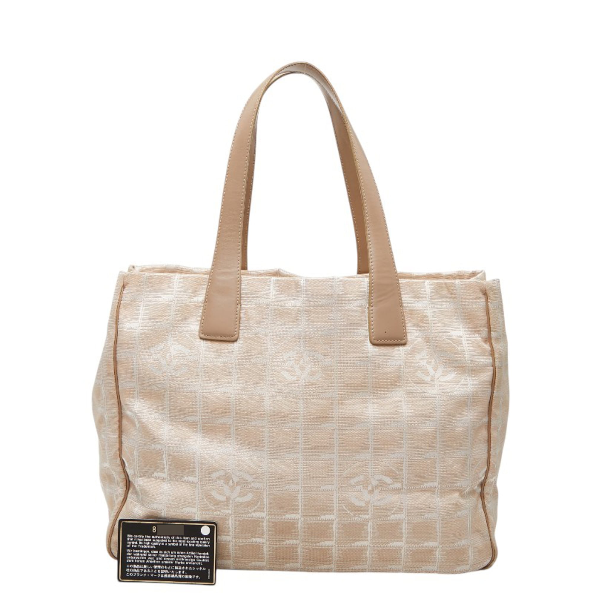 Chanel Beige Canvas Leather Shoulder Bag Tote Bag (Pre-Owned)