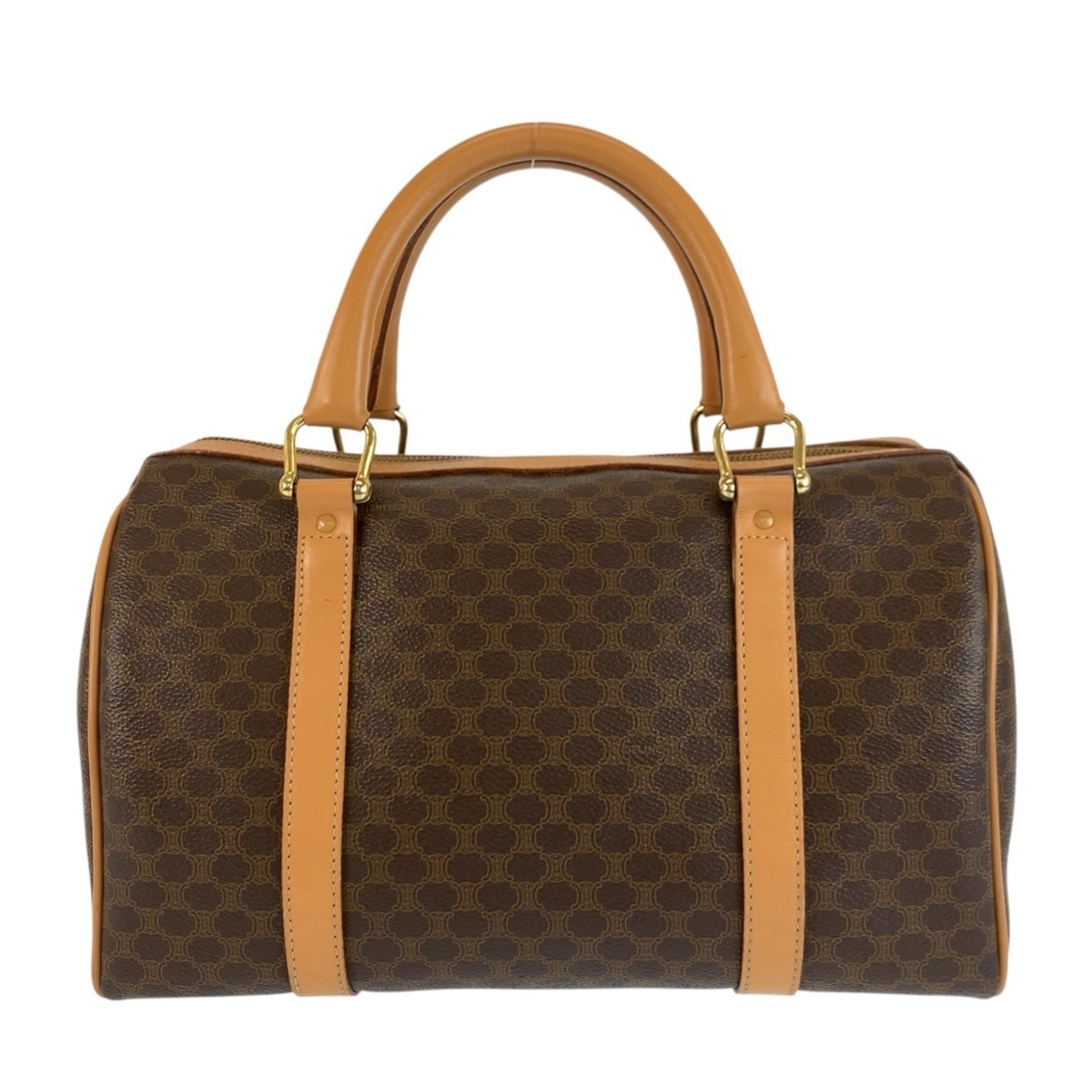 Celine Brown Leather Pvc Boston Bag Handbag (Pre-Owned)