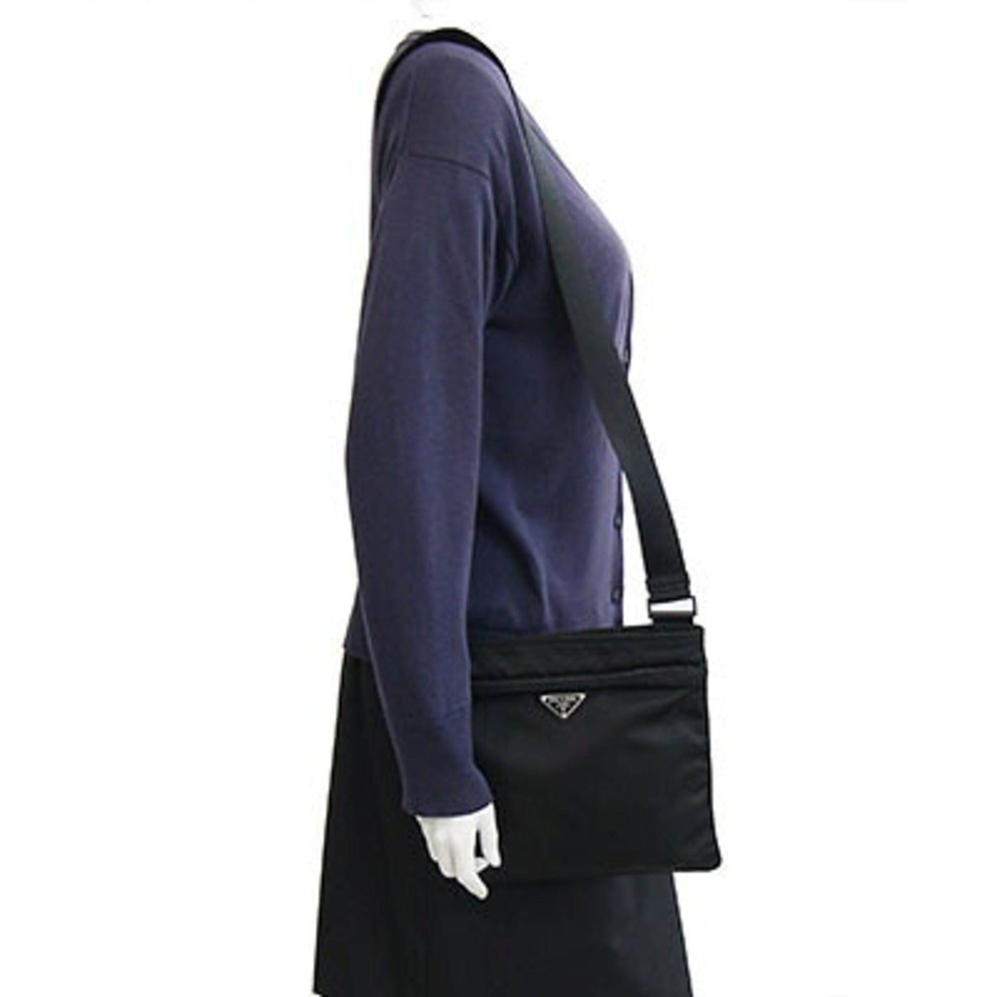 Prada Black Nylon Leather Shoulder Bag (Pre-Owned)