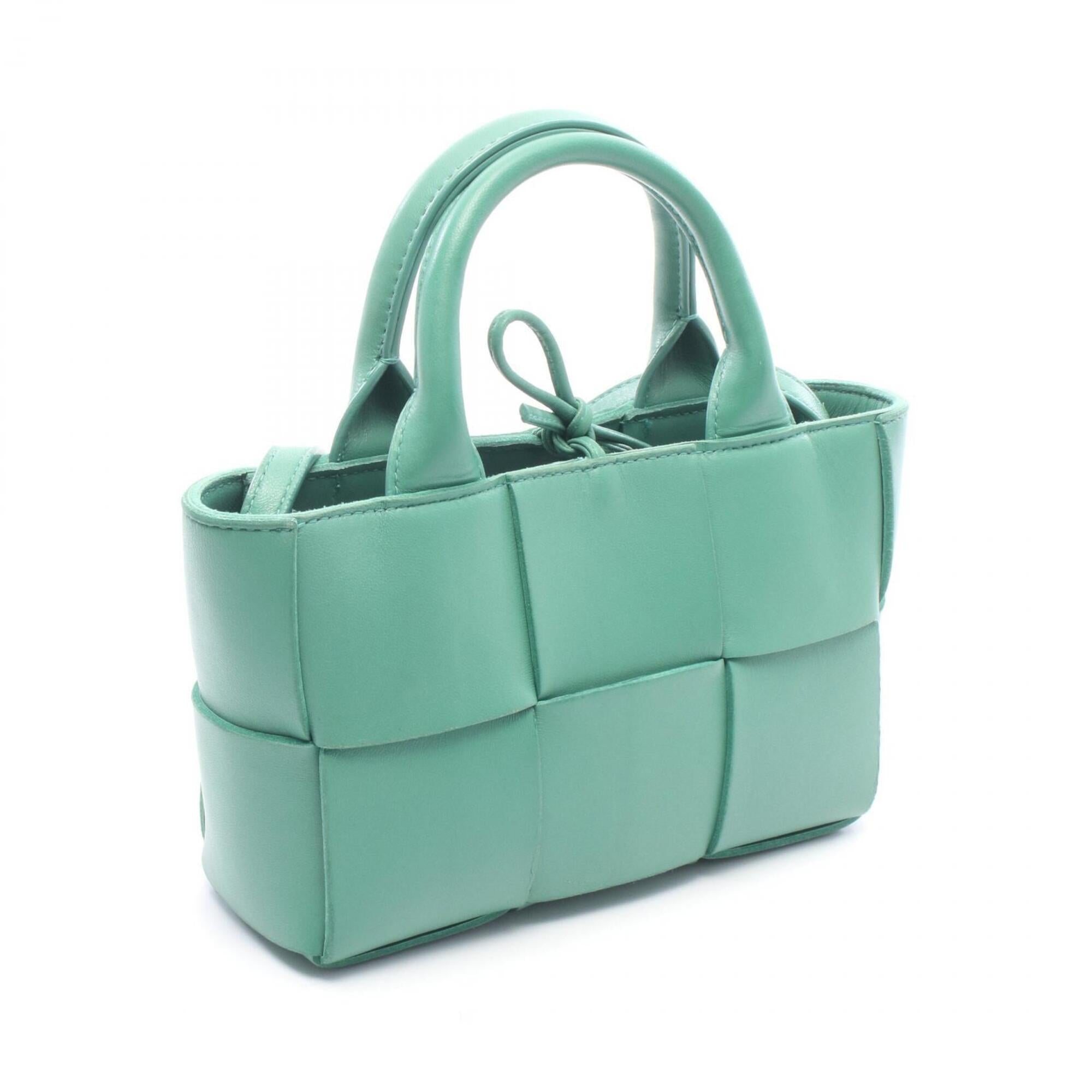 Bottega Veneta Green Leather Handbag Pouch Tote Bag (Pre-Owned)