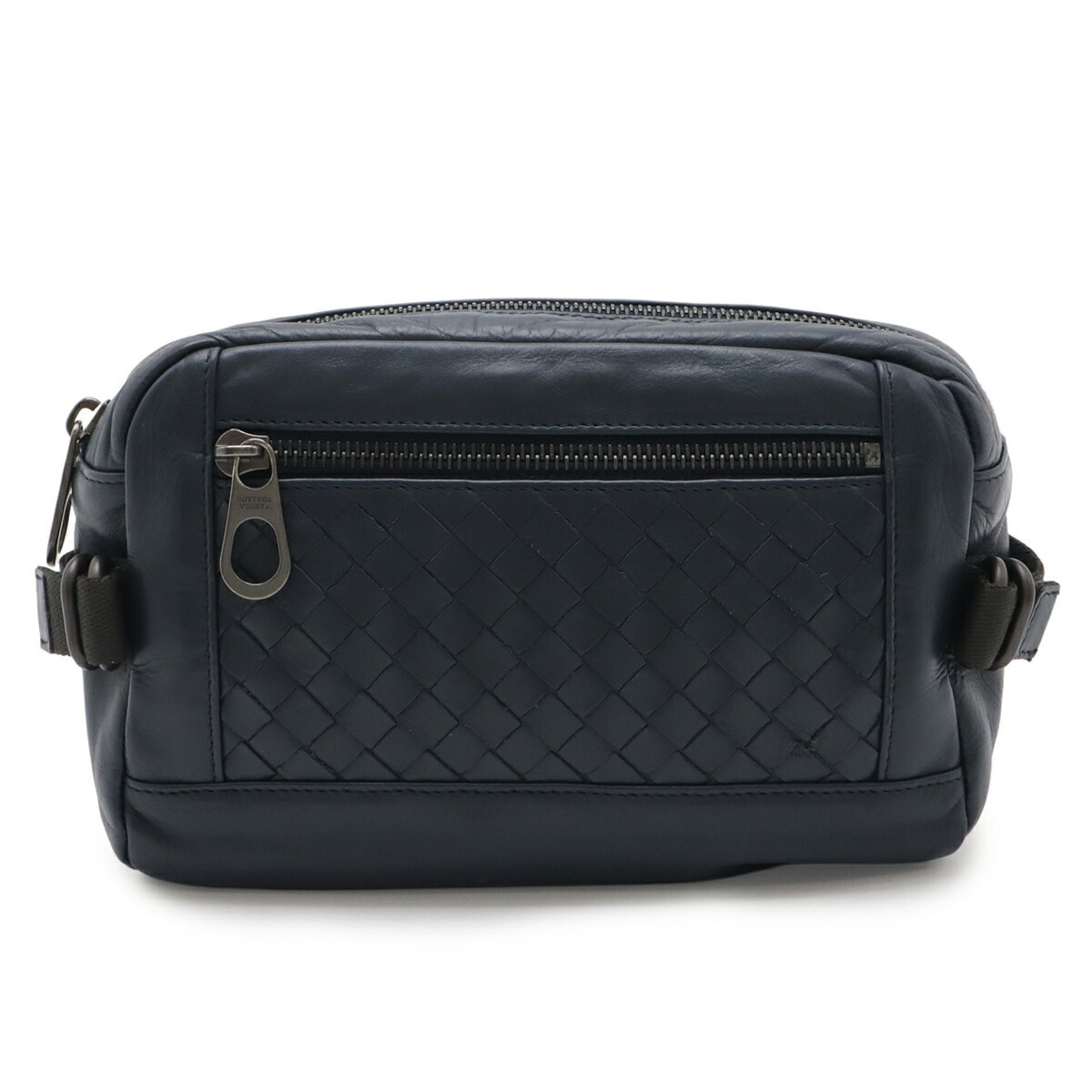 Bottega Veneta Intrecciato Navy Leather Sling Bag (Pre-Owned)