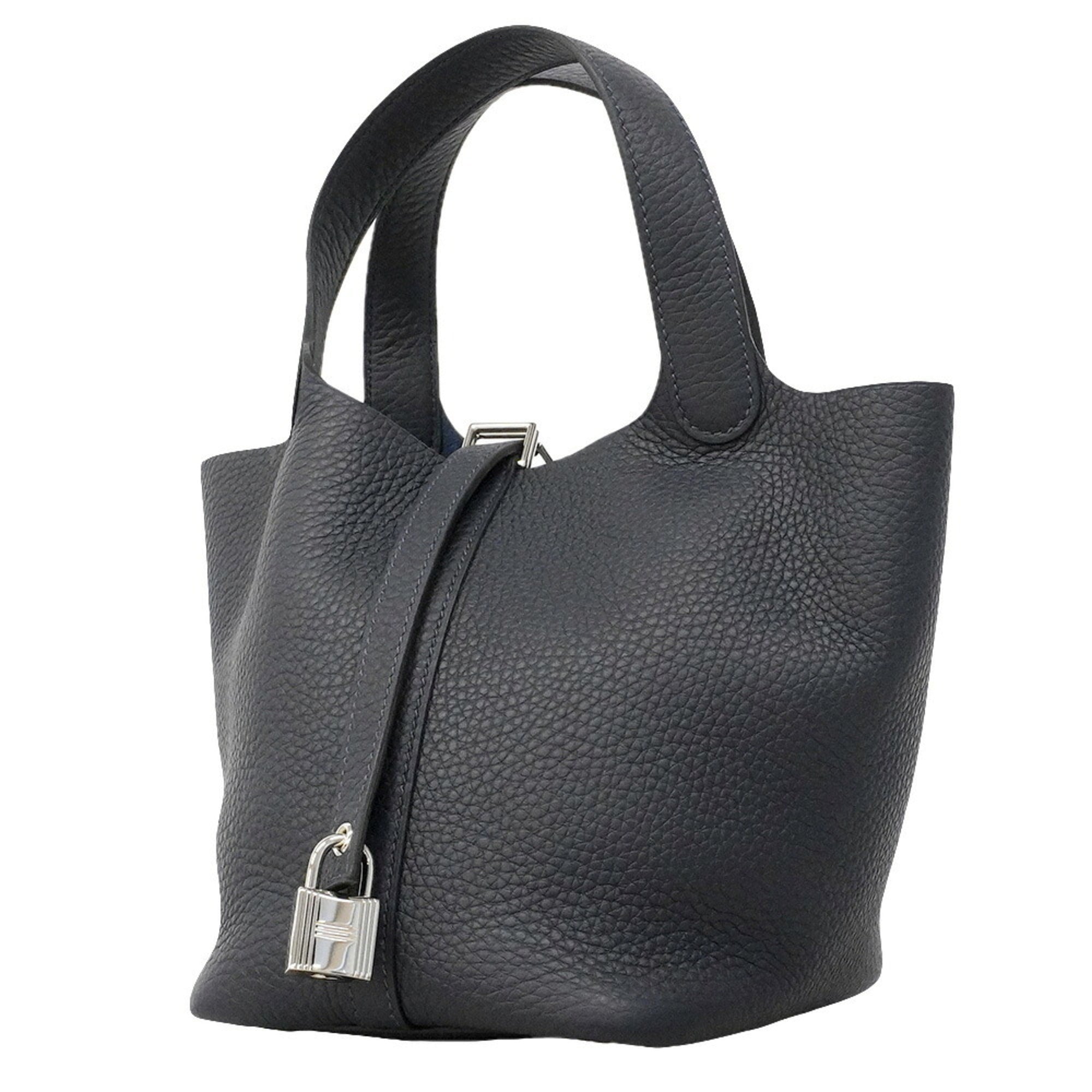 Hermes Navy Taurillon Clemence Leather Handbag (Pre-Owned)