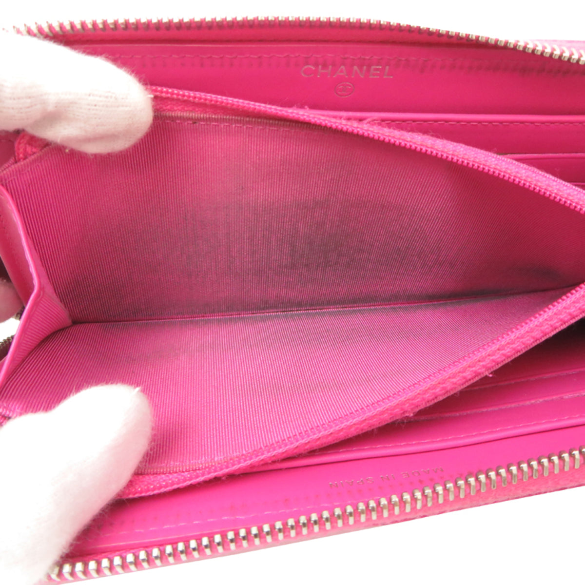 Chanel Pink Grained Calfskin Long Wallet (Bi-Fold) (Pre-Owned)