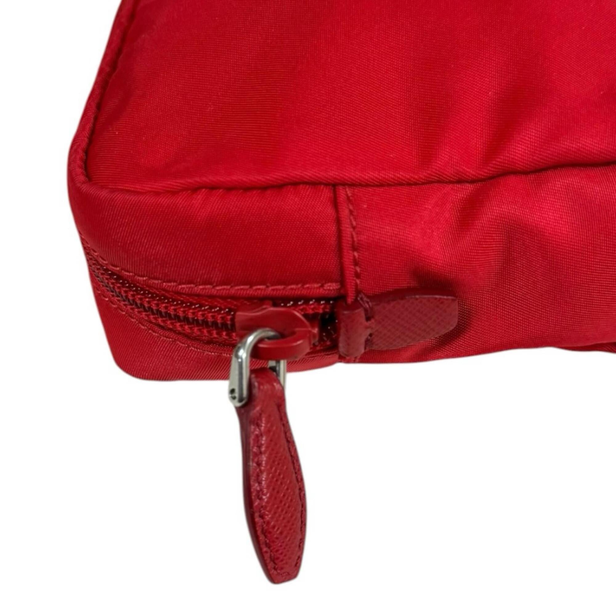 Prada Red Color Nylon Handbag (Pre-Owned)