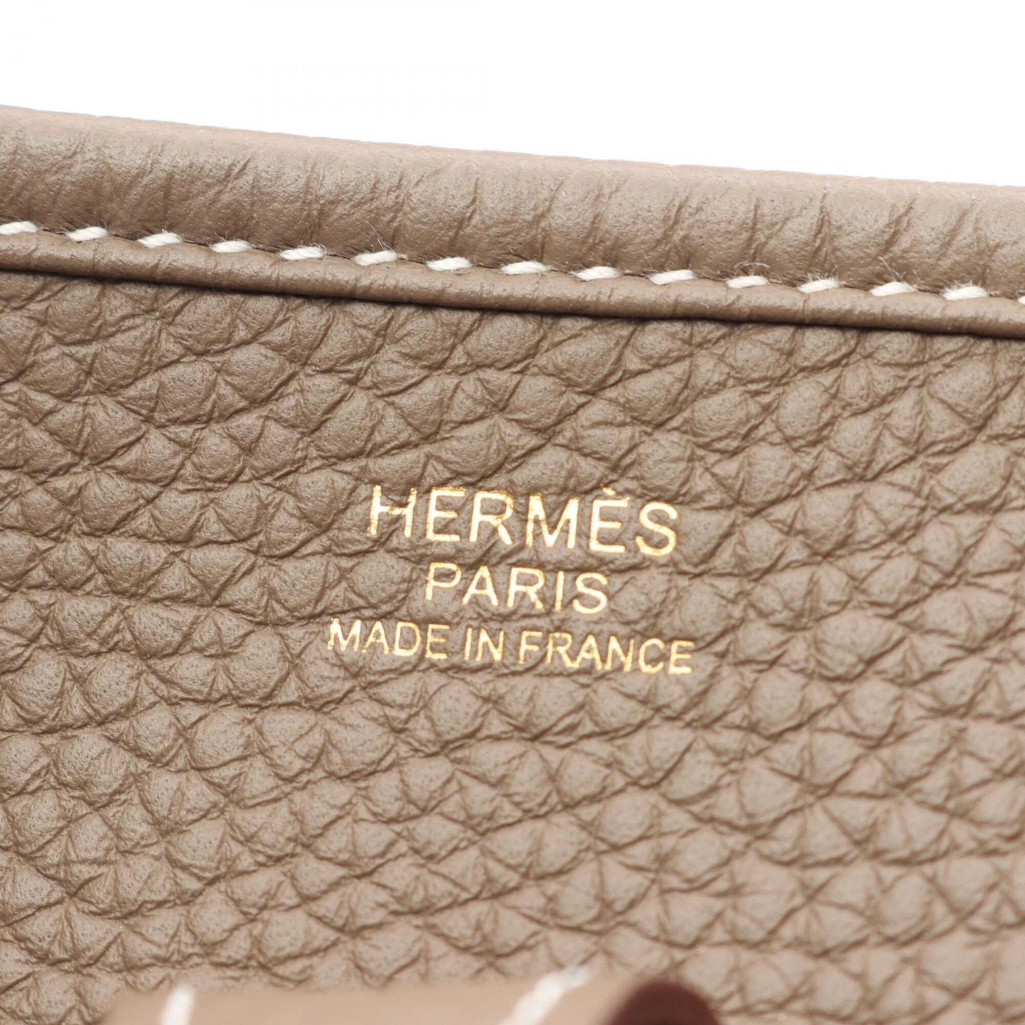 Hermes Evelyne Etoupe Gray Gray Taurillon Clemence Leather Handbag Shoulder Bag (Pre-Owned)