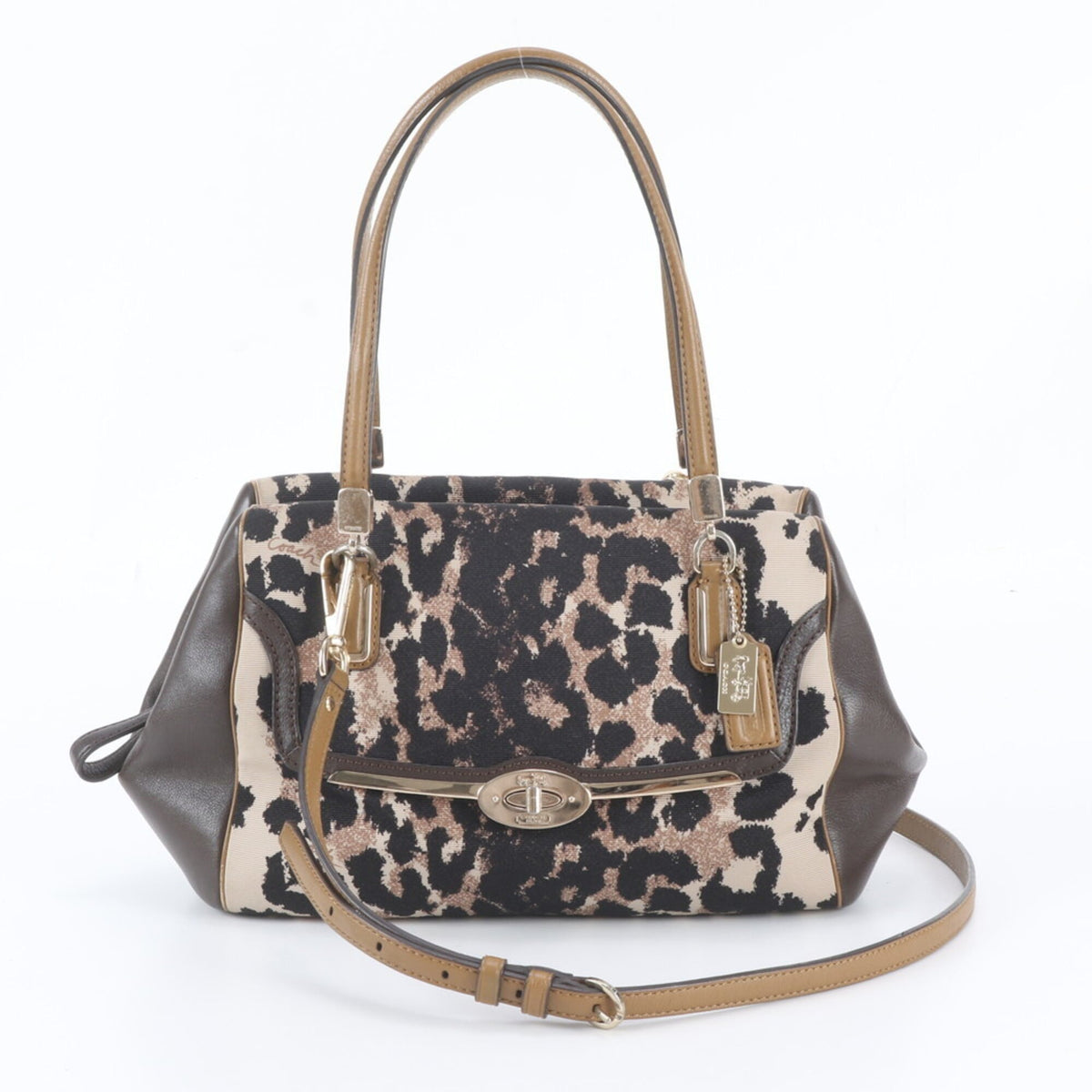 Coach Brown Leather Canvas Handbag Shoulder Bag Tote Bag (Pre-Owned)