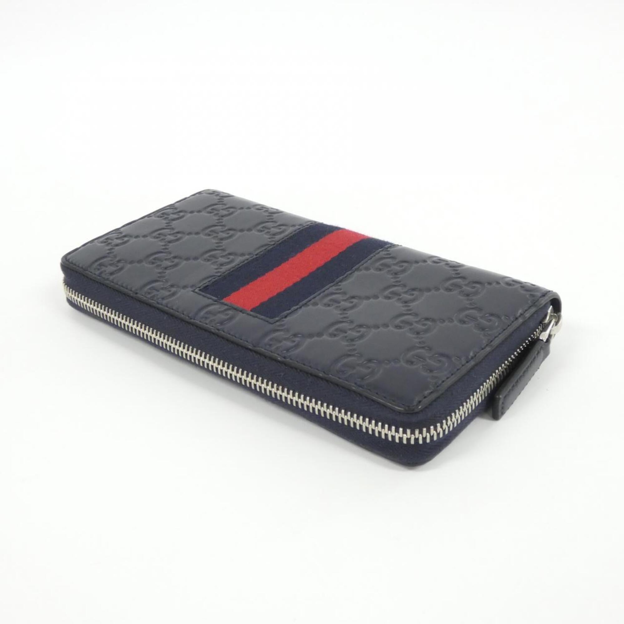 Gucci Blue Navy Leather Long Wallet (Bi-Fold) (Pre-Owned)