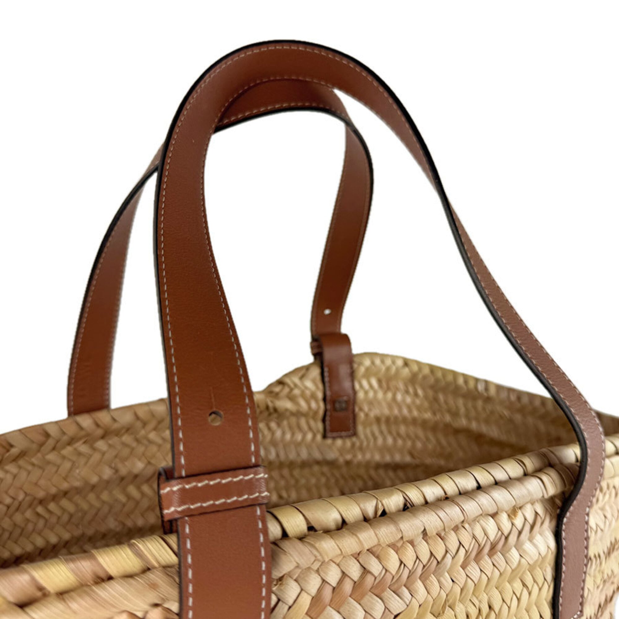 Loewe Brown Raffia Leather Basket Handbag (Pre-Owned)
