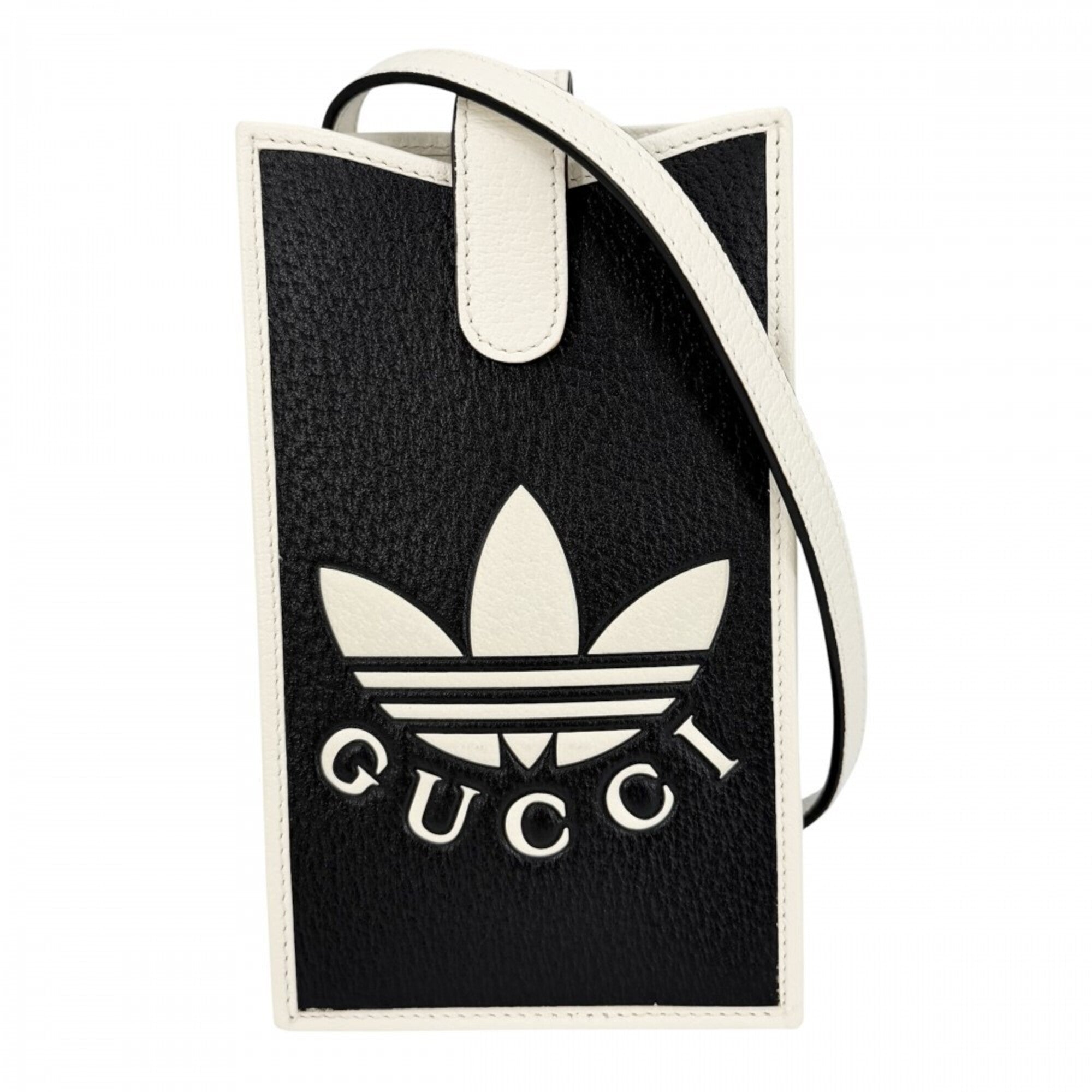 Gucci Black White Leather Shoulder Bag (Pre-Owned)