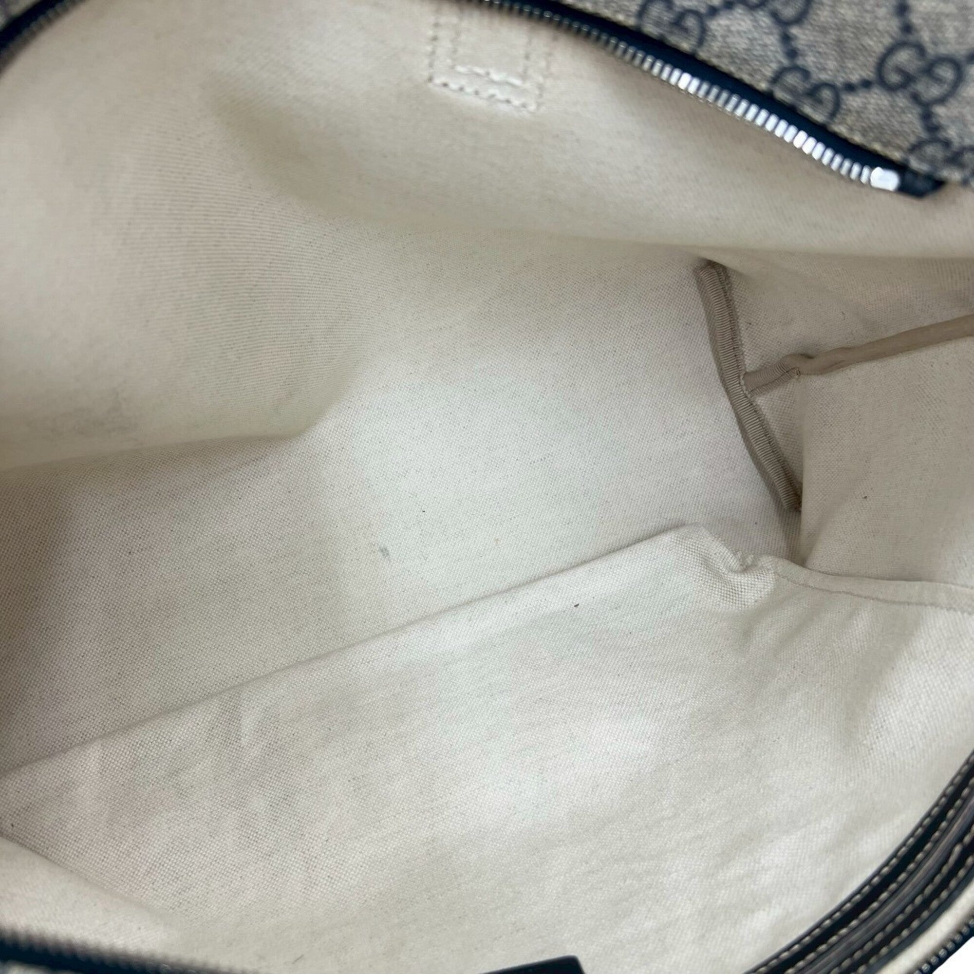Gucci Navy Elastane Leather Boston Bag Handbag Tote Bag (Pre-Owned)