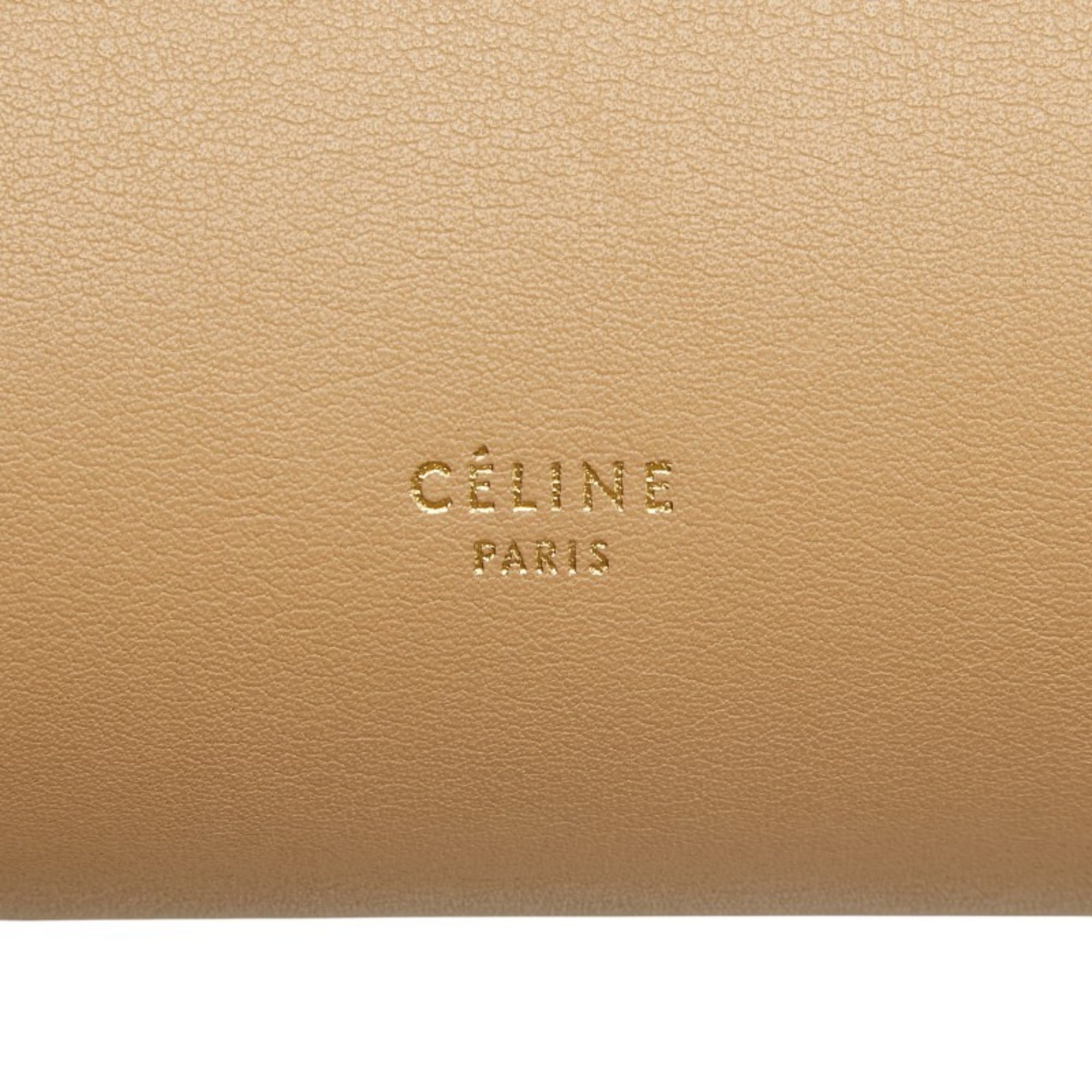 Celine Beige Black Leather Handbag Shoulder Bag (Pre-Owned)