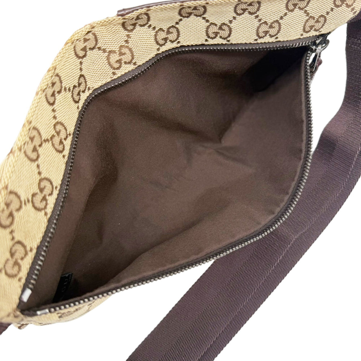 Gucci Beige Dark Brown Canvas Leather Fanny Pack (Pre-Owned)