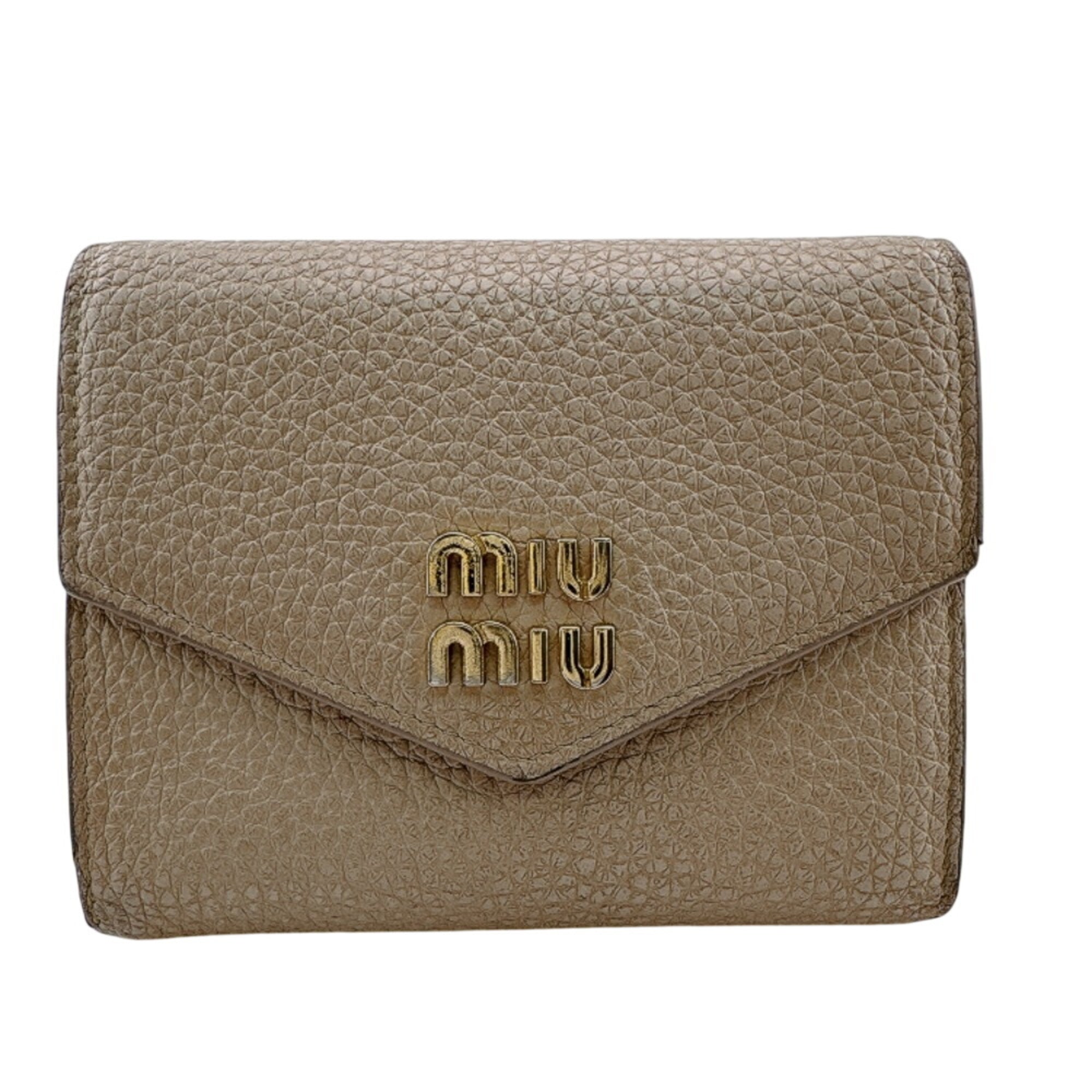 Miu Miu Beige Pink Leather Wallet (Tri-Fold) (Pre-Owned)