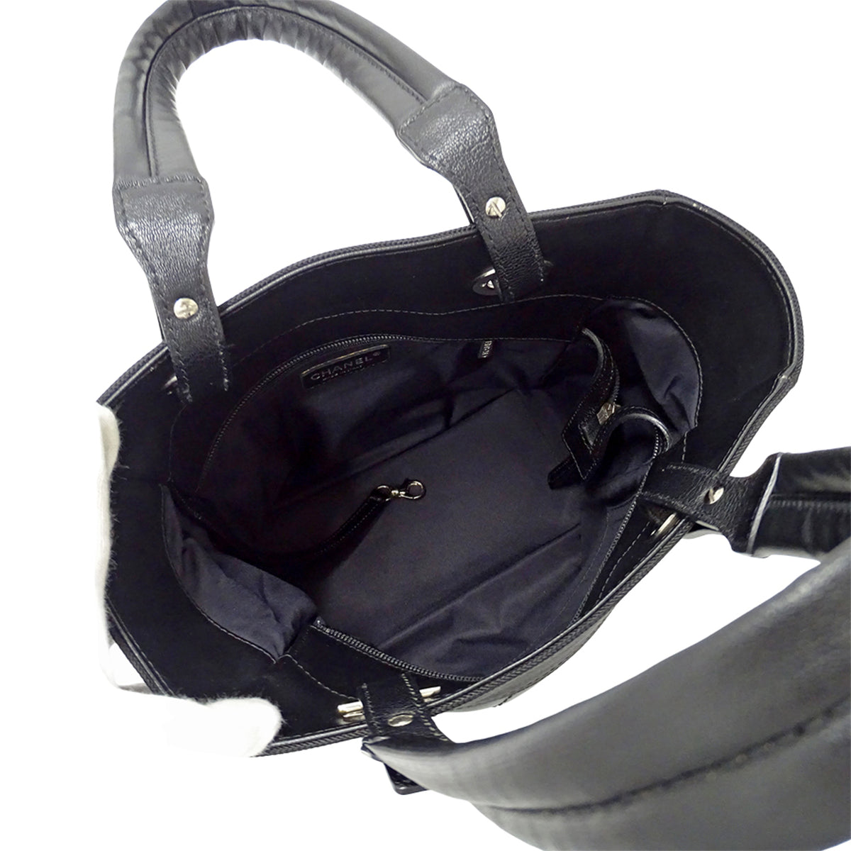 Chanel Black Coated Canvas Handbag Tote Bag (Pre-Owned)