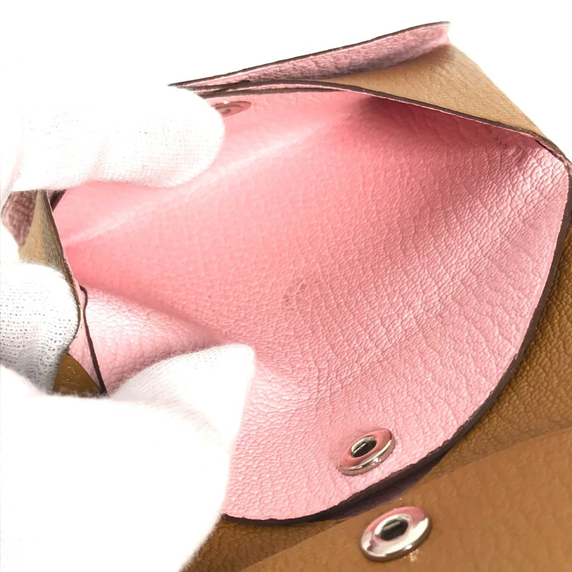 Hermes Beige Pink Chevre Leather Coin Purse/Coin Case (Pre-Owned)