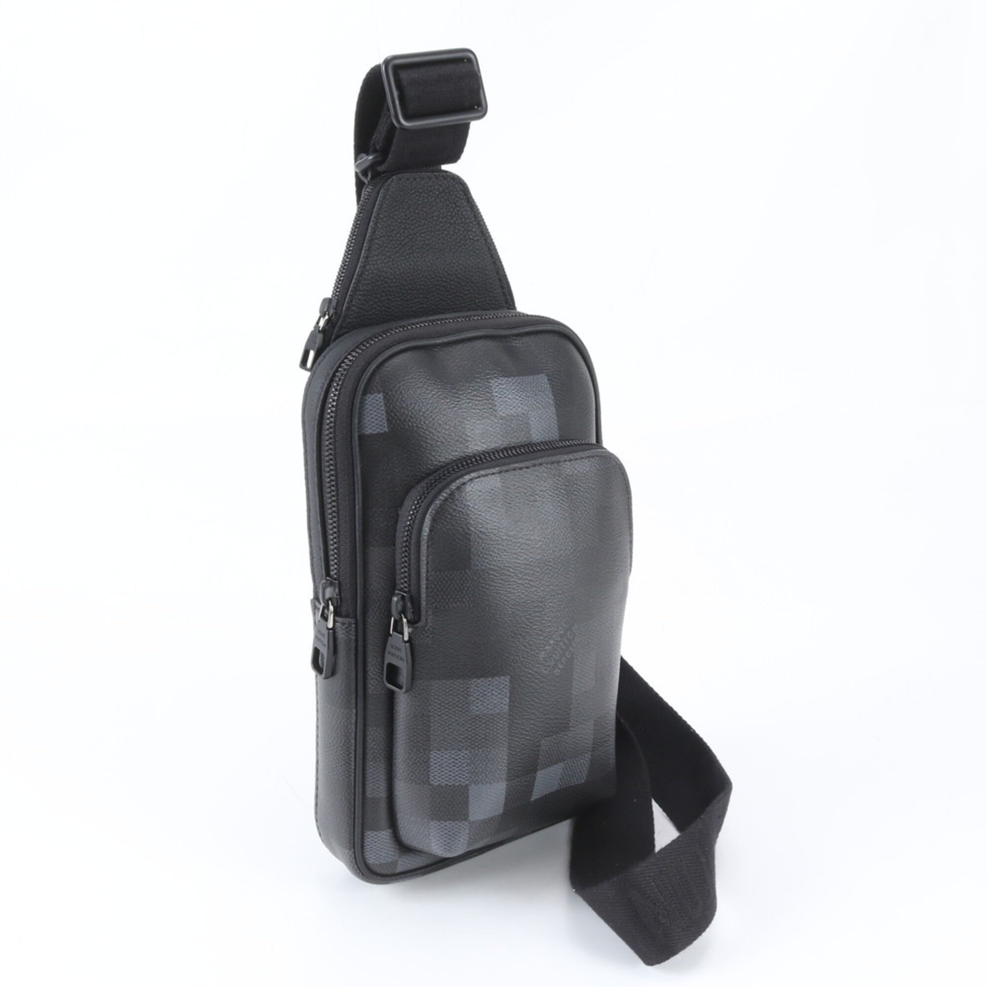 Louis Vuitton Noir Leather Coated Canvas Sling Bag (Pre-Owned)