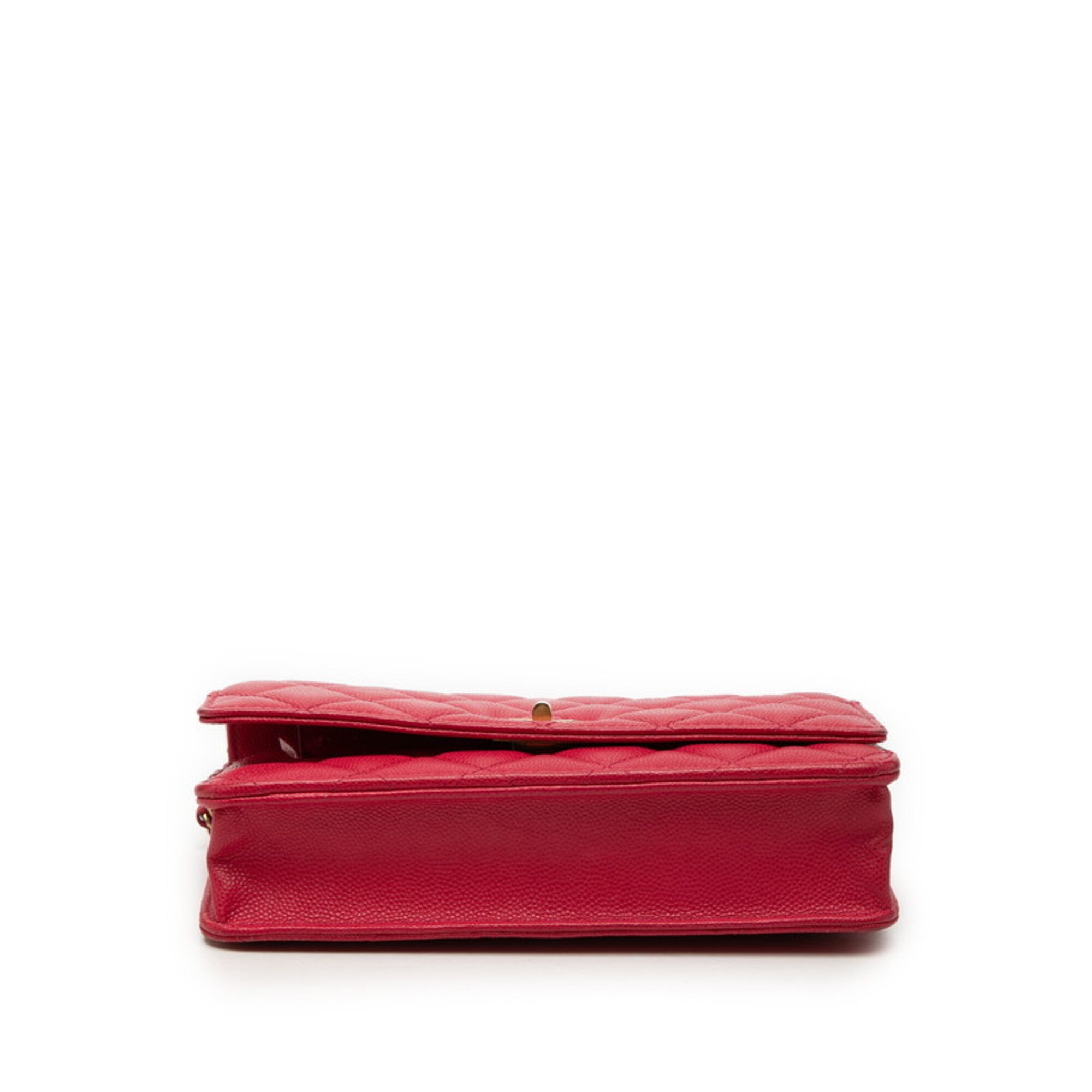 Chanel Red Color Grained Calfskin Shoulder Bag (Pre-Owned)