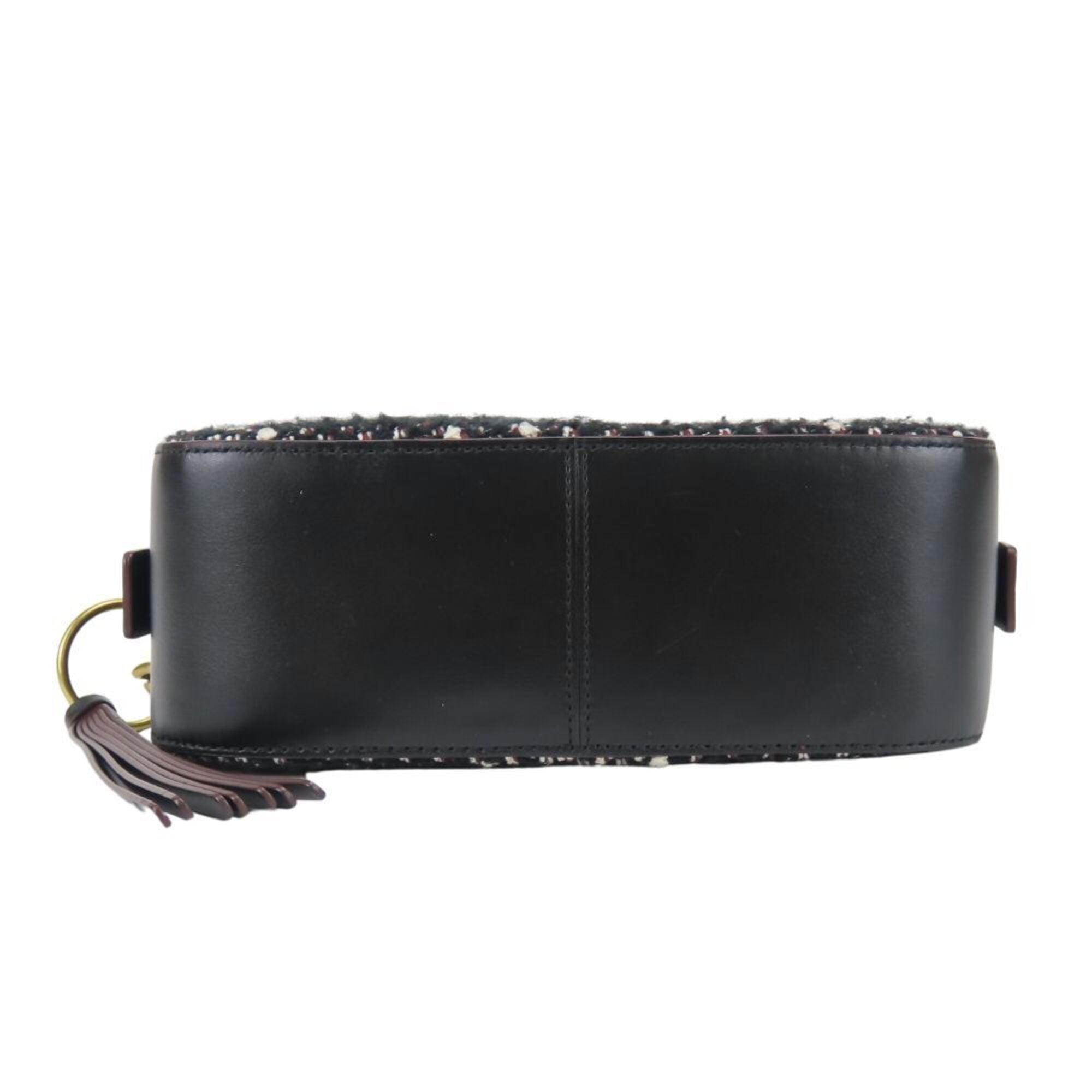 Coach Black Bordeaux Leather Tweed Shoulder Bag (Pre-Owned)