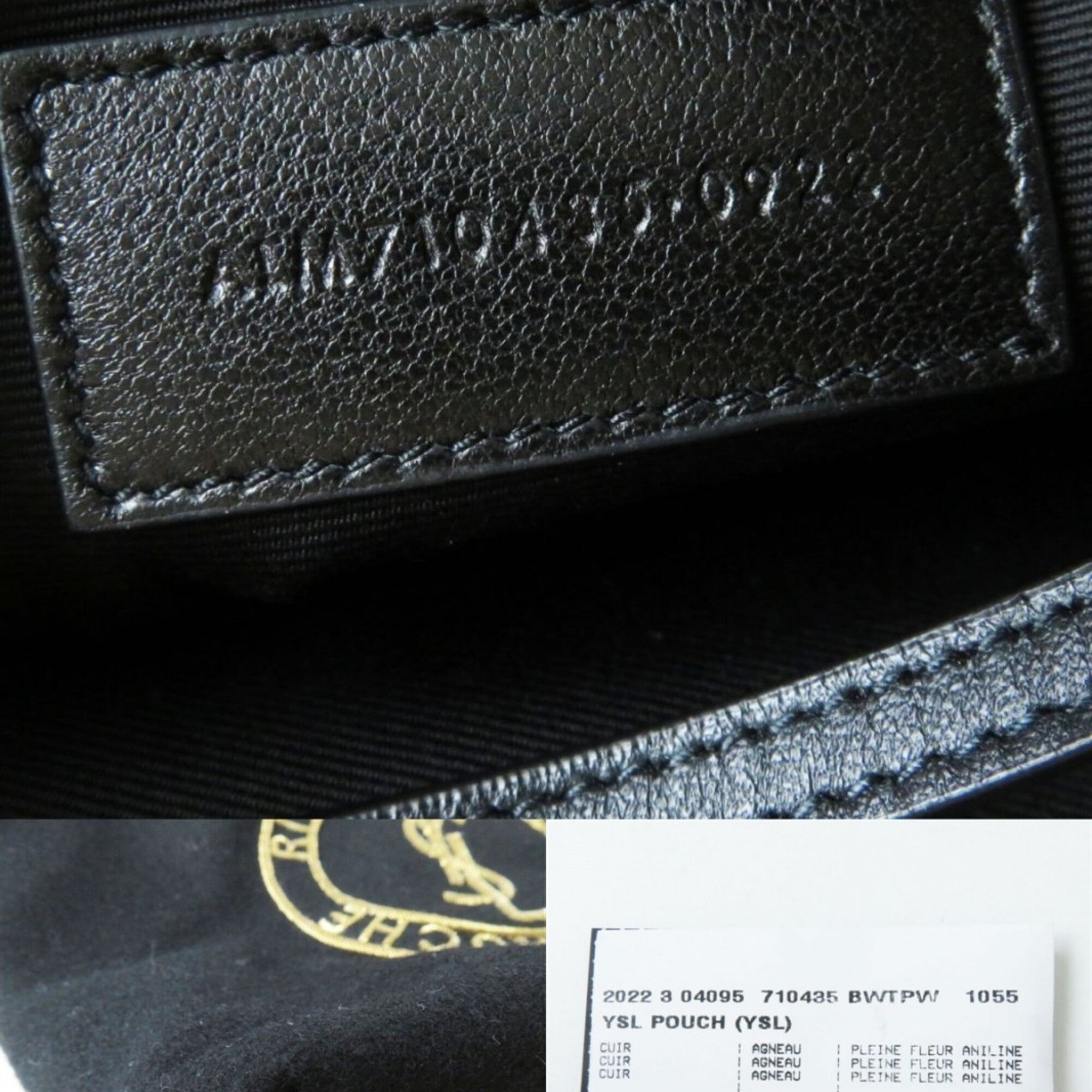 Saint Laurent Black Gold Wool Leather Pouch (Pre-Owned)