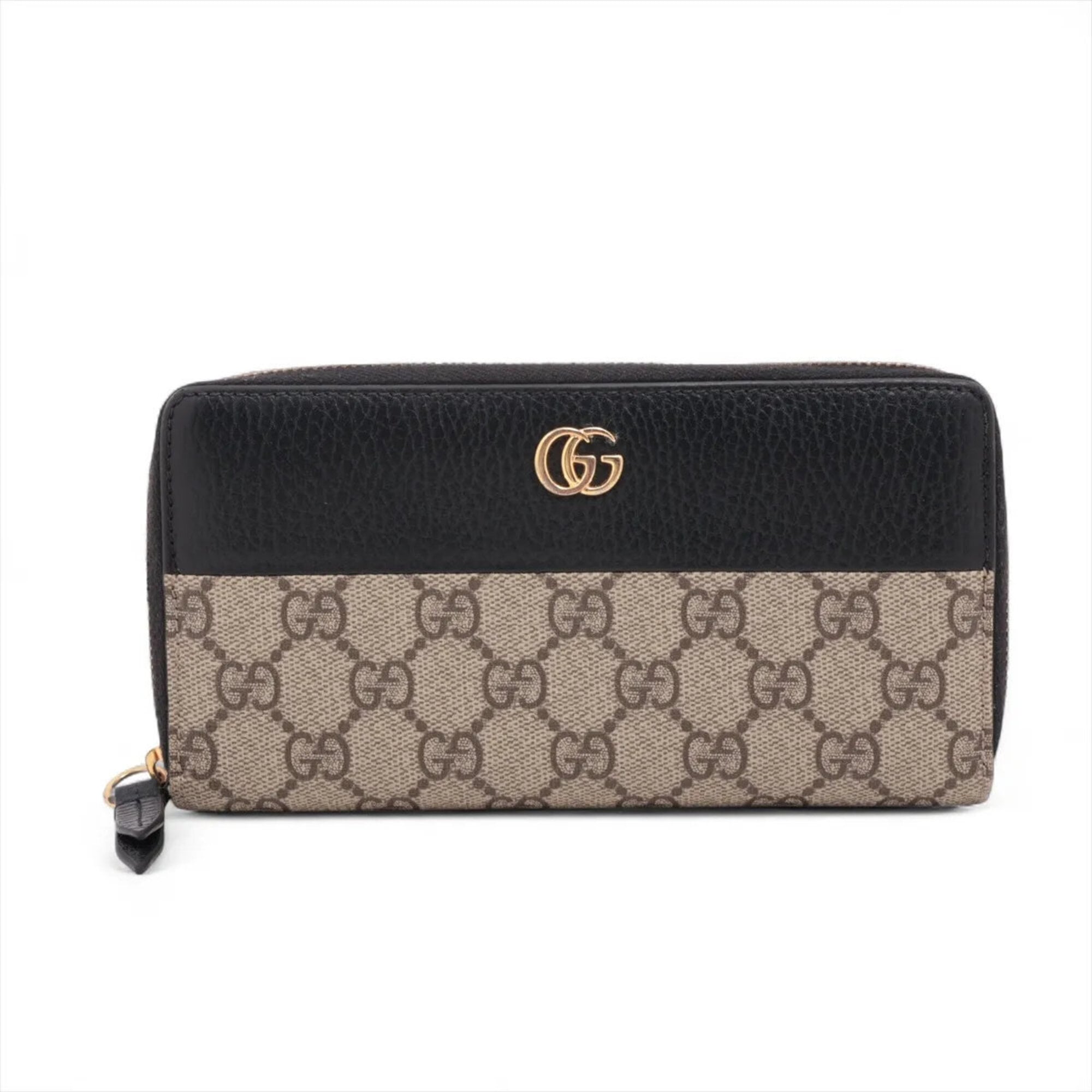 Gucci Brown Leather Coated Canvas Long Wallet (Bi-Fold) (Pre-Owned)