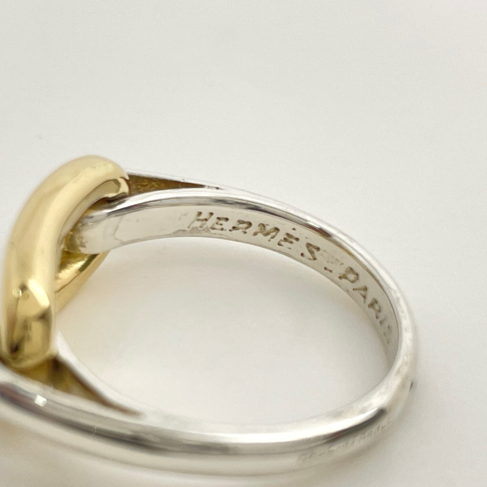 Hermes Gold Silver Silver Band Ring (Pre-Owned)