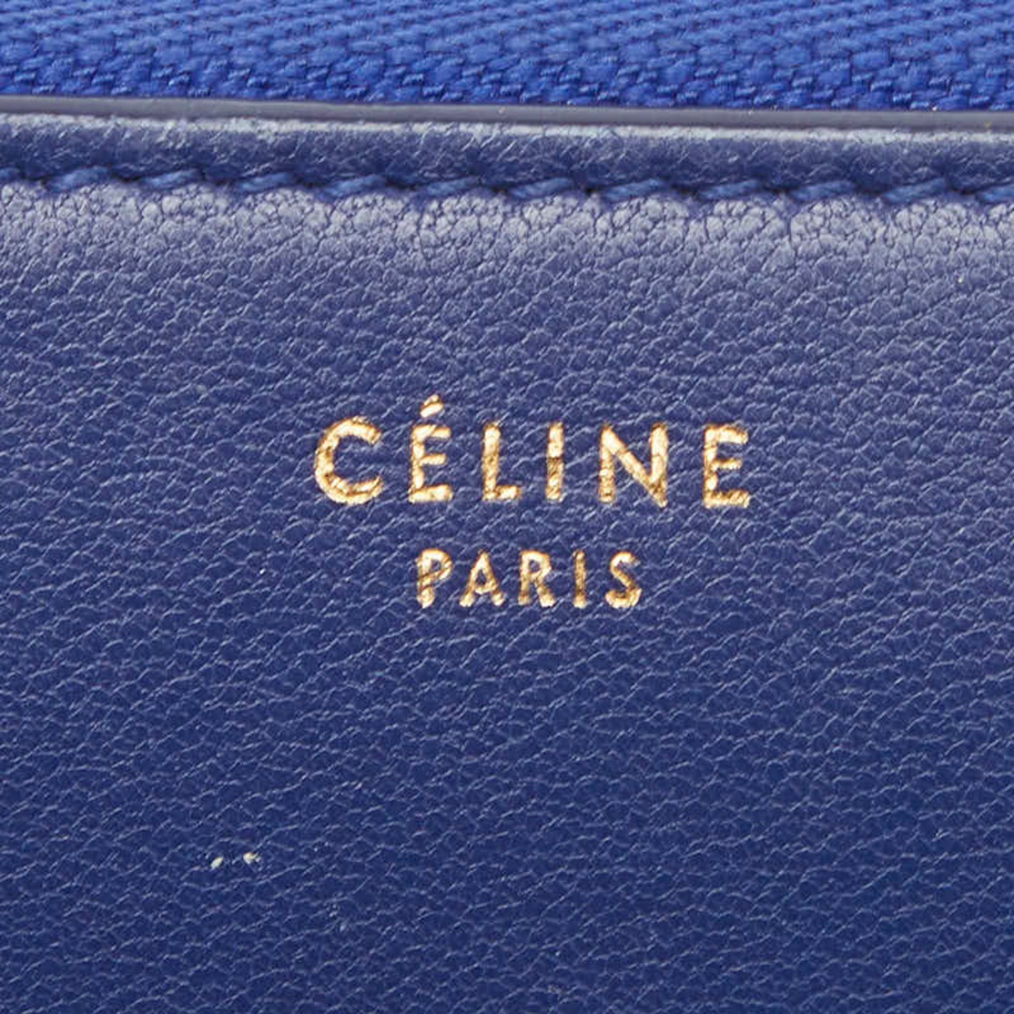 Celine Brown Navy Leather Long Wallet (Bi-Fold) (Pre-Owned)