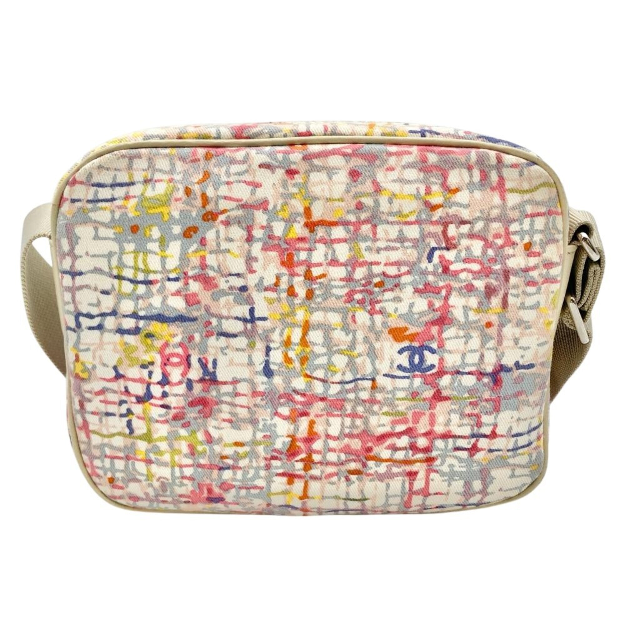 Chanel Beige Multi-Color Canvas Shoulder Bag (Pre-Owned)