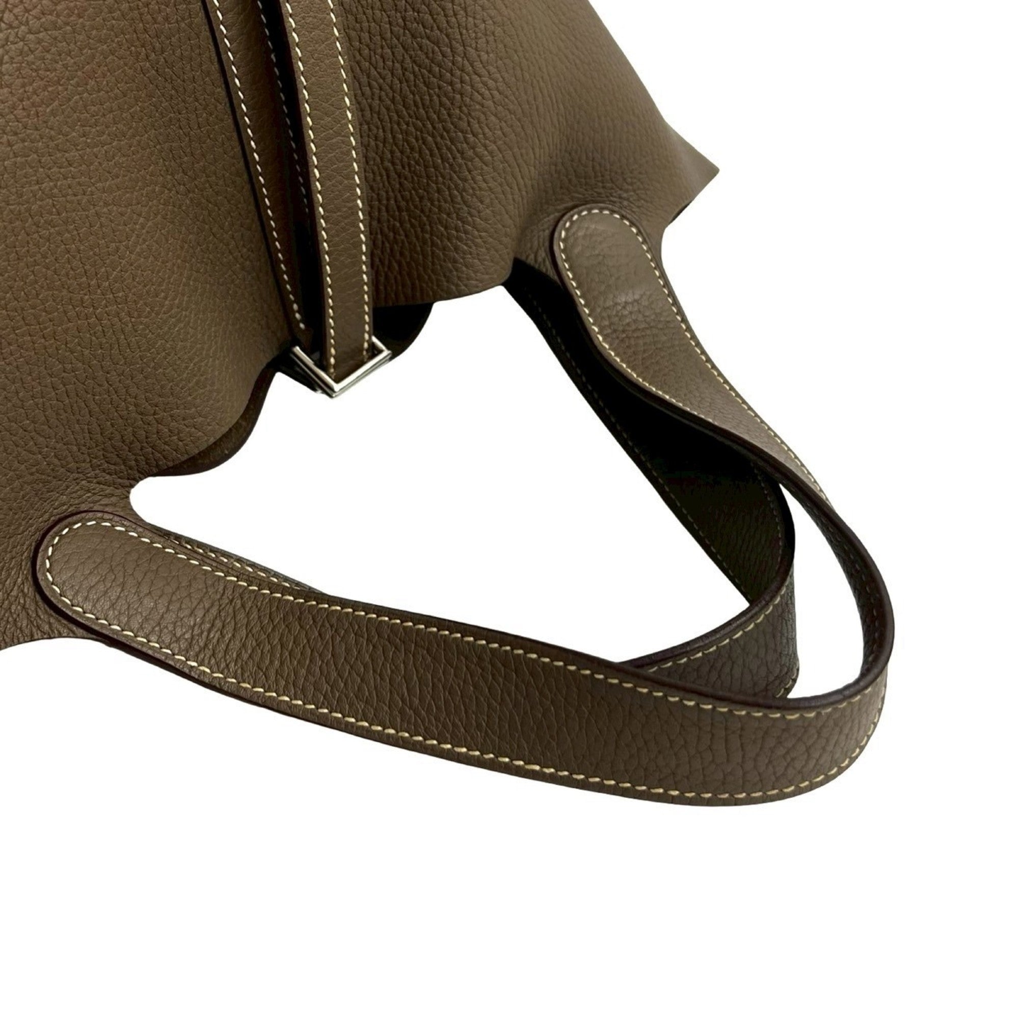 Hermes Brown Taurillon Clemence Leather Handbag Tote Bag (Pre-Owned)