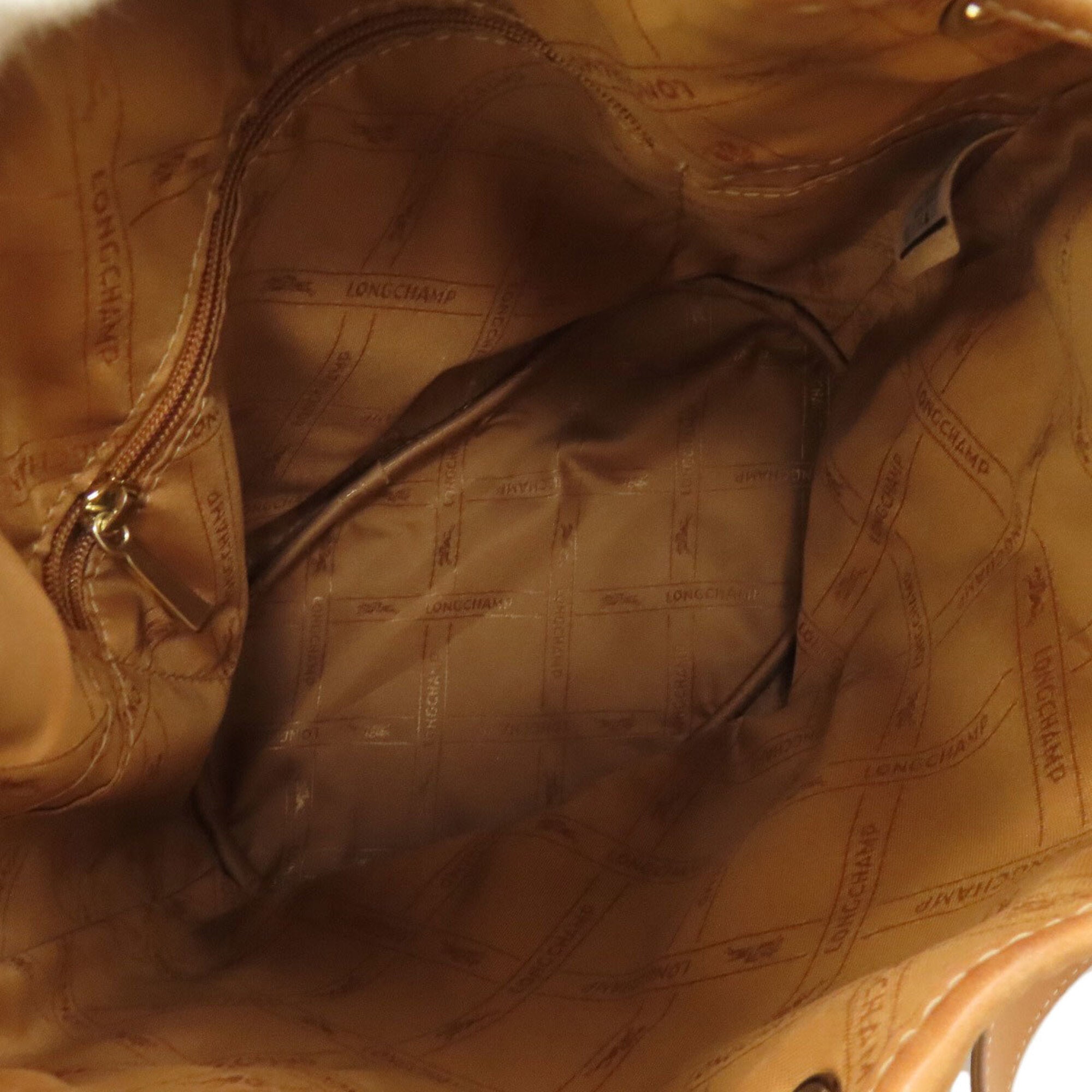 Longchamp Blue Brown Denim Shoulder Bag (Pre-Owned)