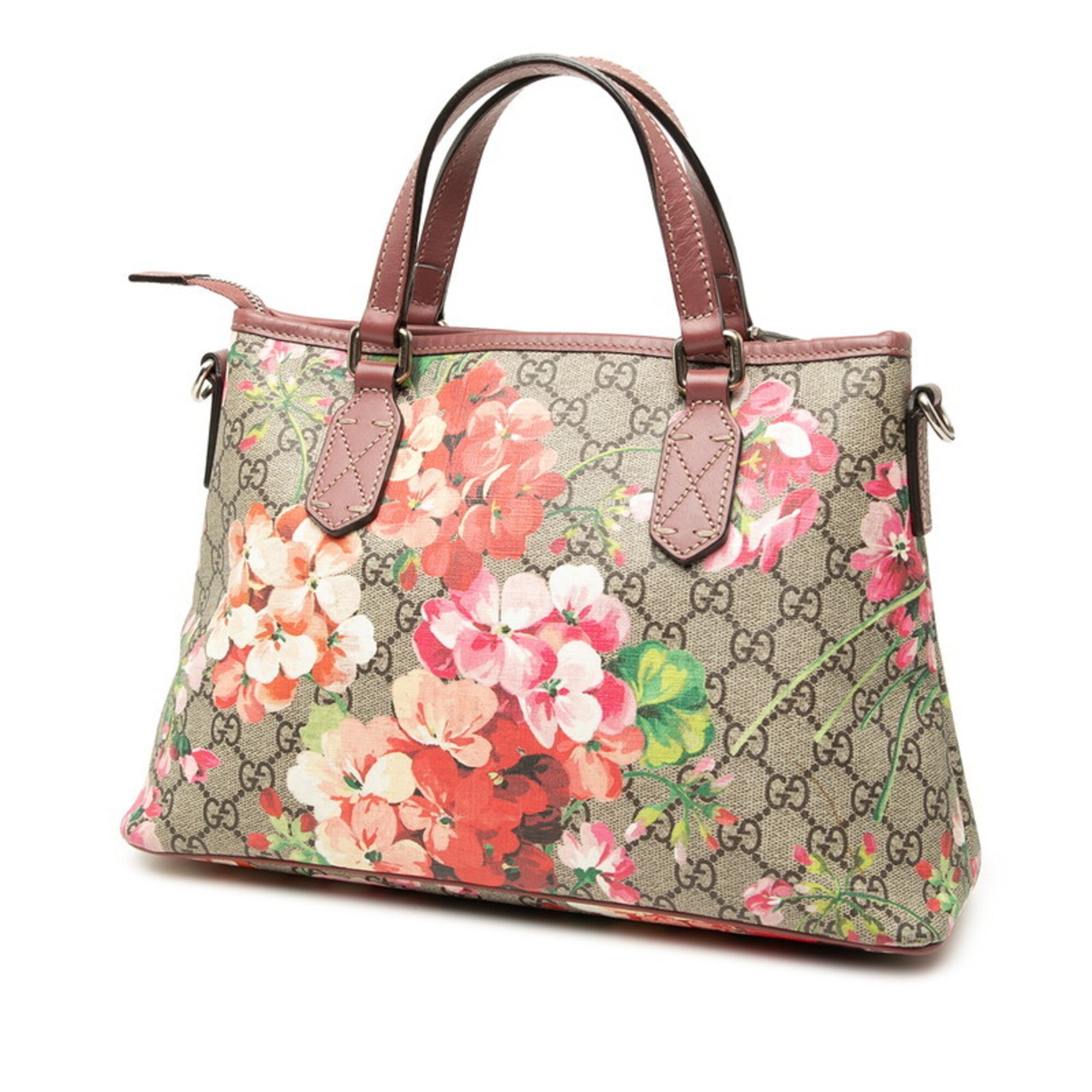 Gucci Gg Blooms Beige Pink Pvc Leather Handbag Shoulder Bag (Pre-Owned)