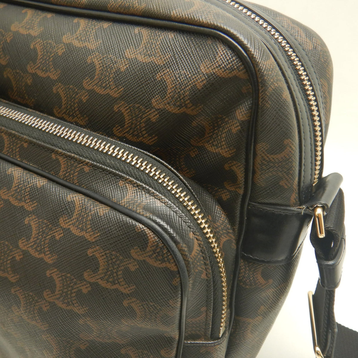 Celine Dark Brown Coated Canvas Messenger Bag Shoulder Bag (Pre-Owned)