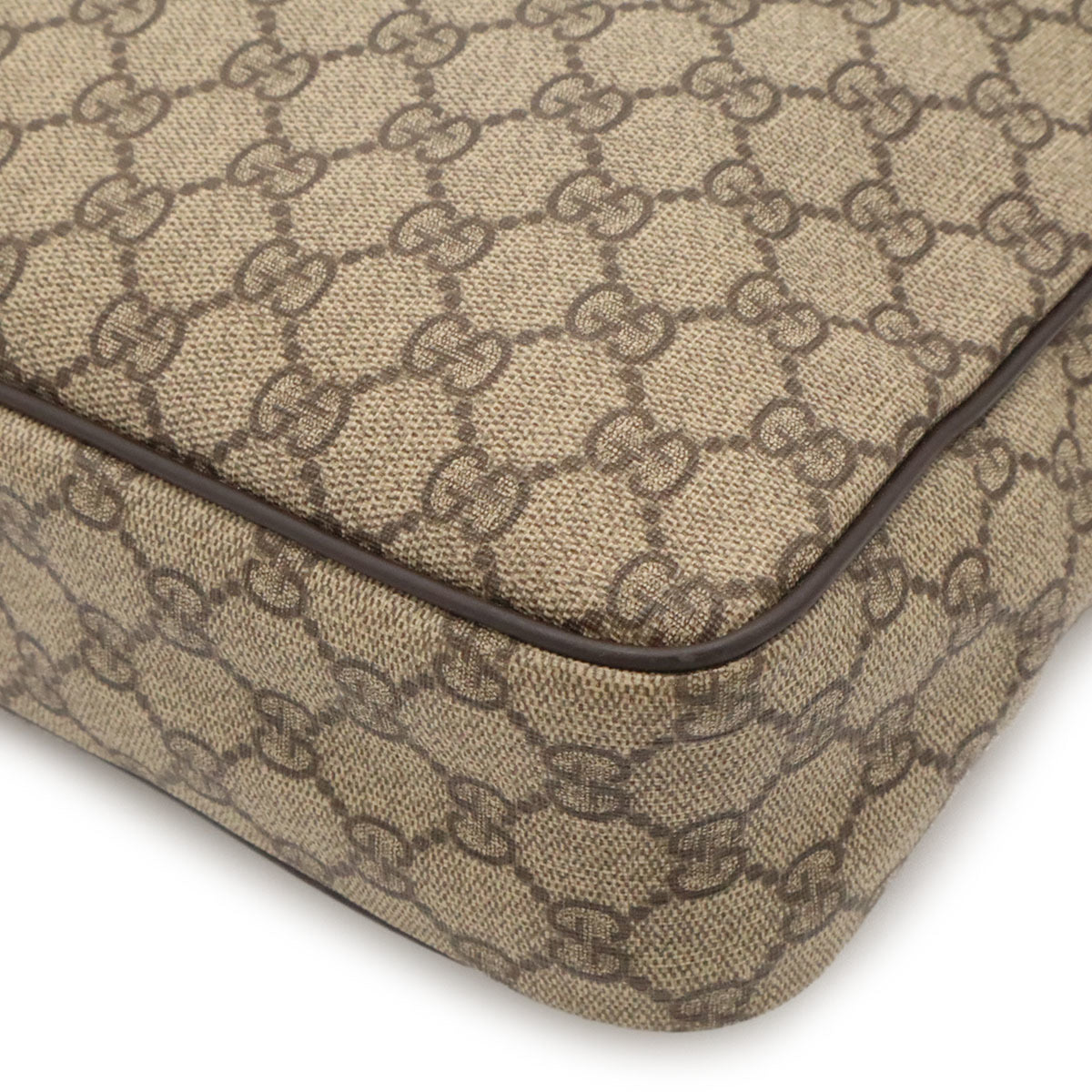 Gucci Gg Plus Beige Dark Brown Khaki Gg Supreme Canvas Pvc Coated Canvas Leather Shoulder Bag (Pre-Owned)