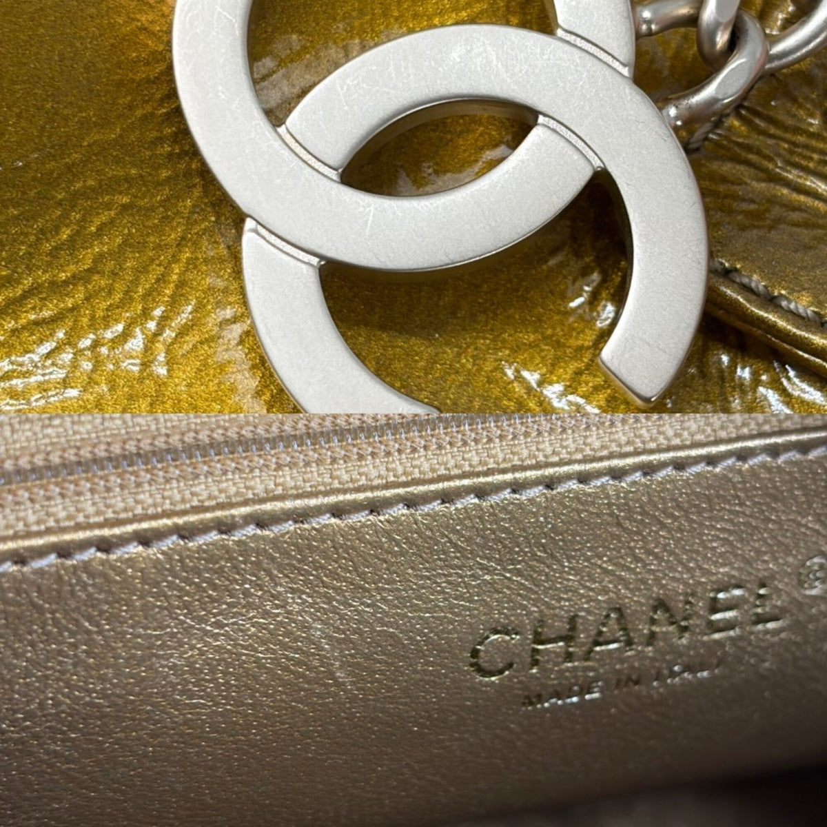 Chanel Gold Leather Boston Bag Handbag (Pre-Owned)