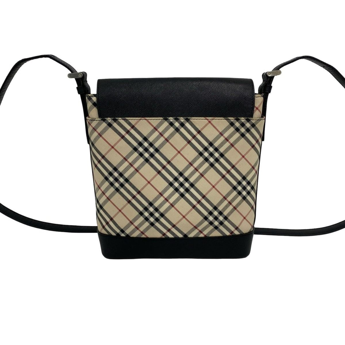Burberry Beige Black Canvas Leather Pochette Shoulder Bag (Pre-Owned)