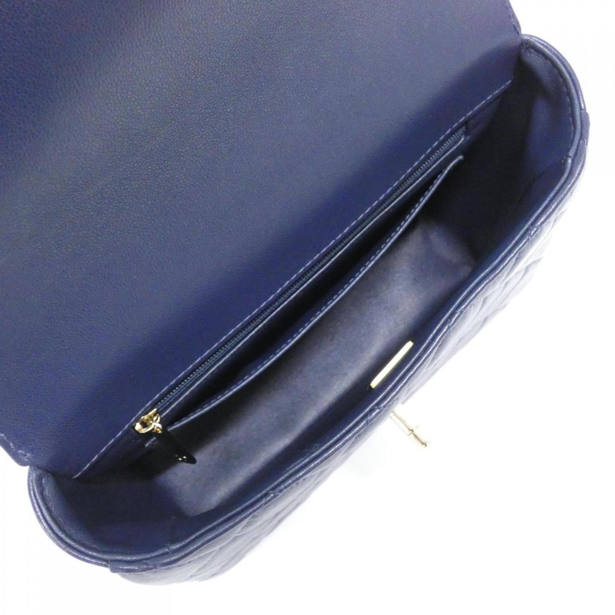 Chanel Navy Leather Handbag (Pre-Owned)