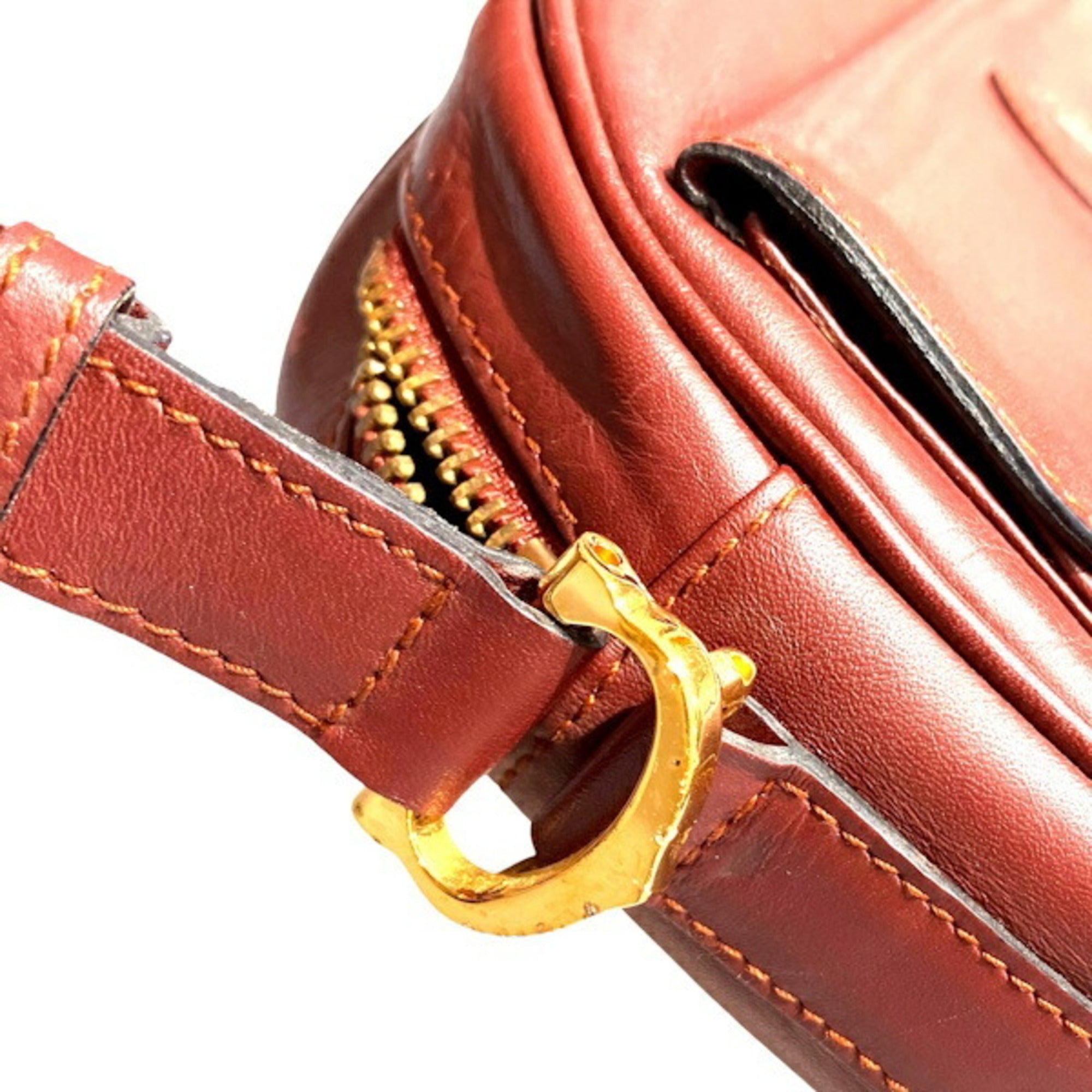 Cartier Must Bordeaux Leather Handbag Shoulder Bag (Pre-Owned)