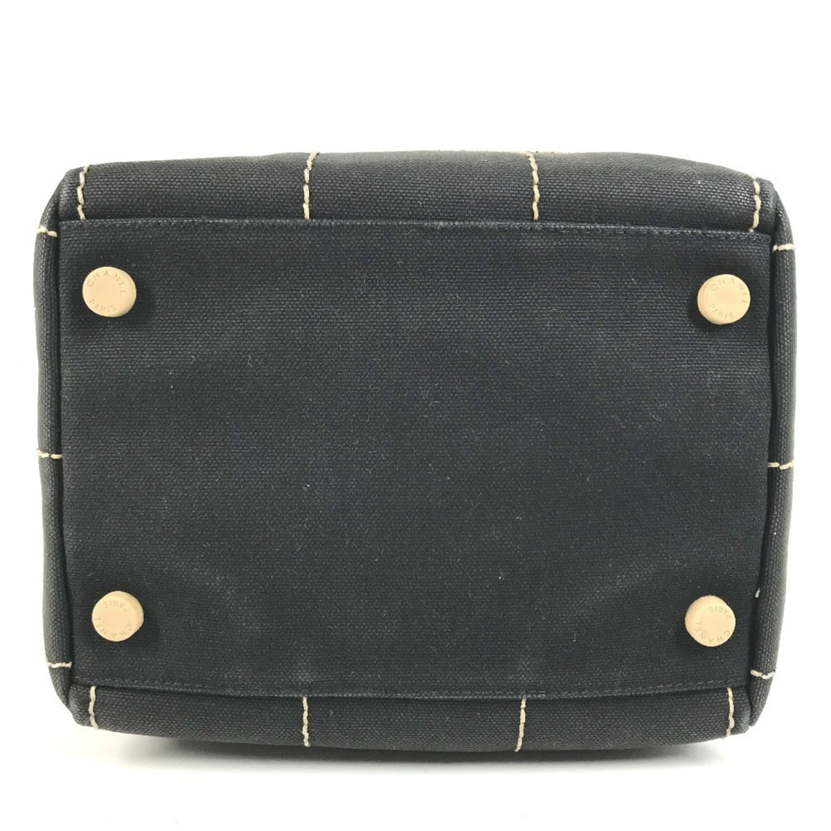 Chanel Chocolate Bar Black White Leather Canvas Boston Bag Handbag (Pre-Owned)