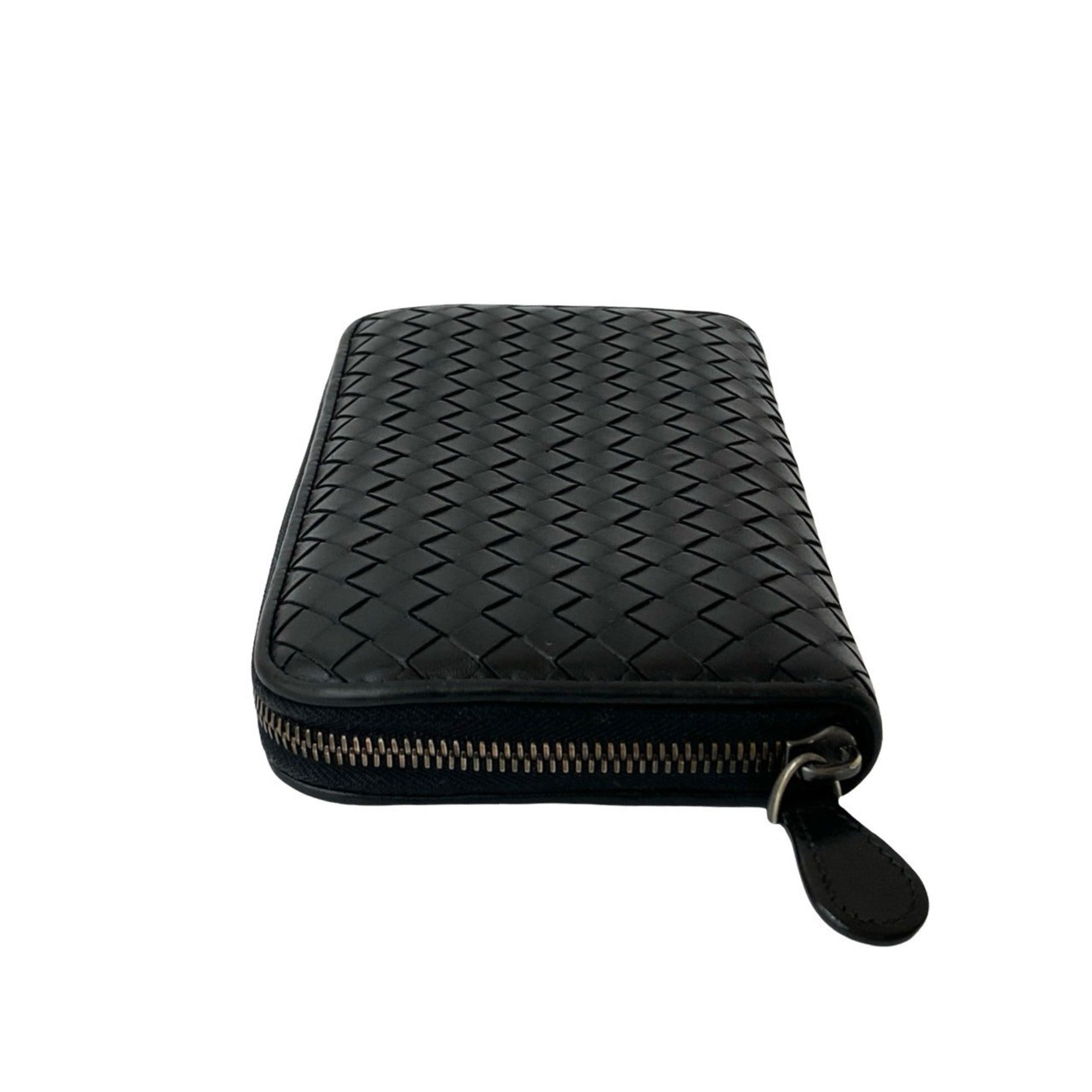Bottega Veneta Black Leather Long Wallet (Bi-Fold) (Pre-Owned)