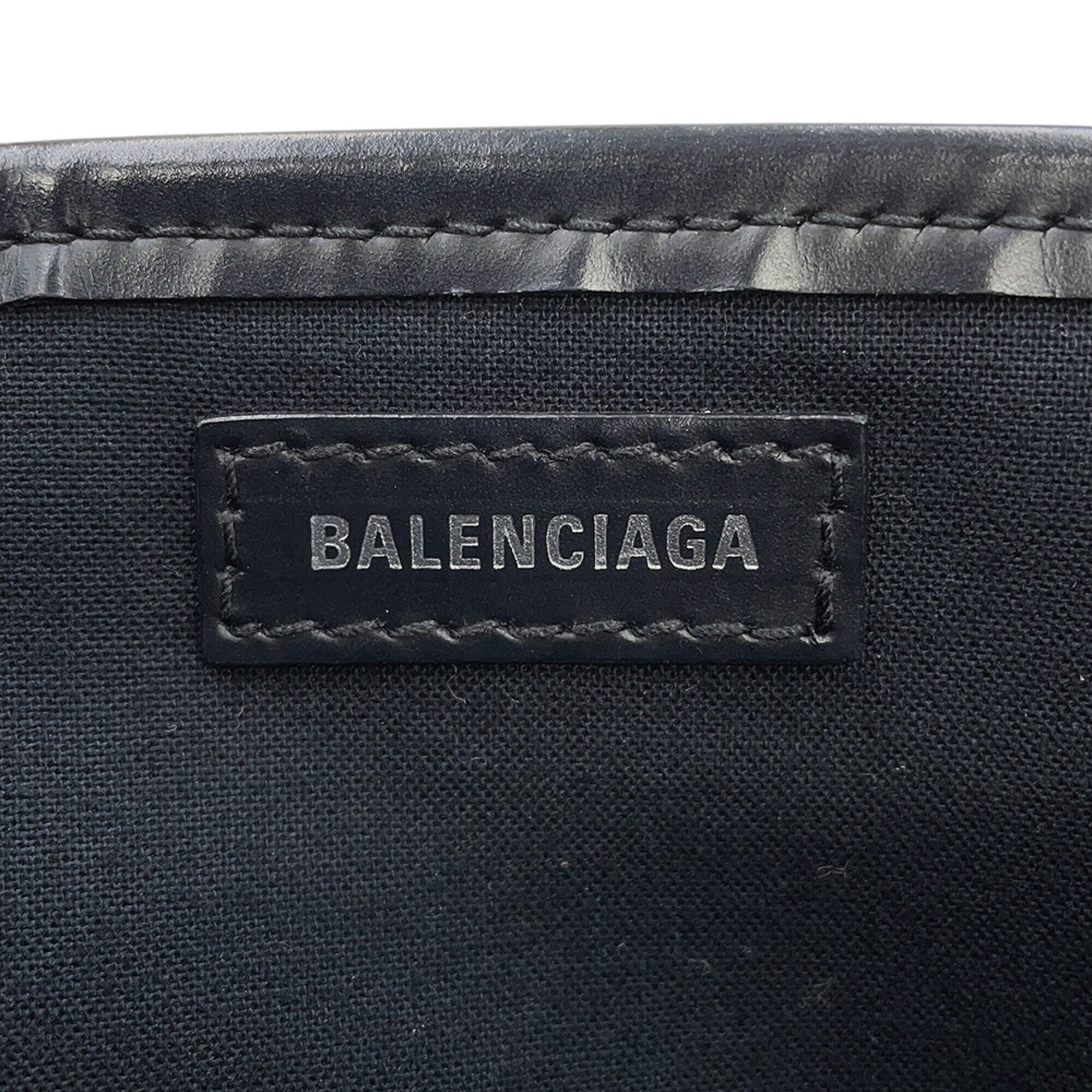 Balenciaga Black White Canvas Leather Handbag Pouch (Pre-Owned)