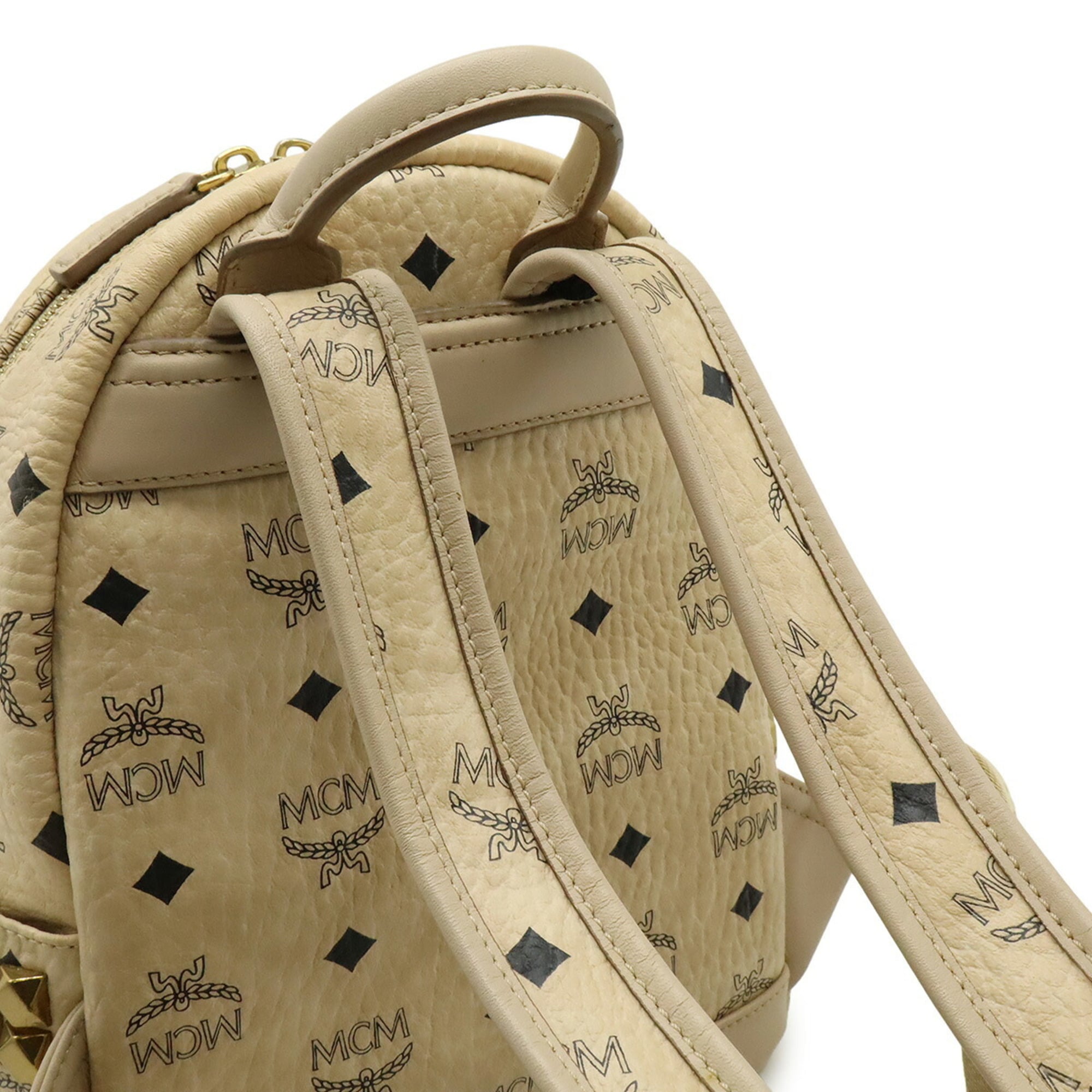 Mcm Visetos Beige Coated Canvas Leather Backpack (Pre-Owned)