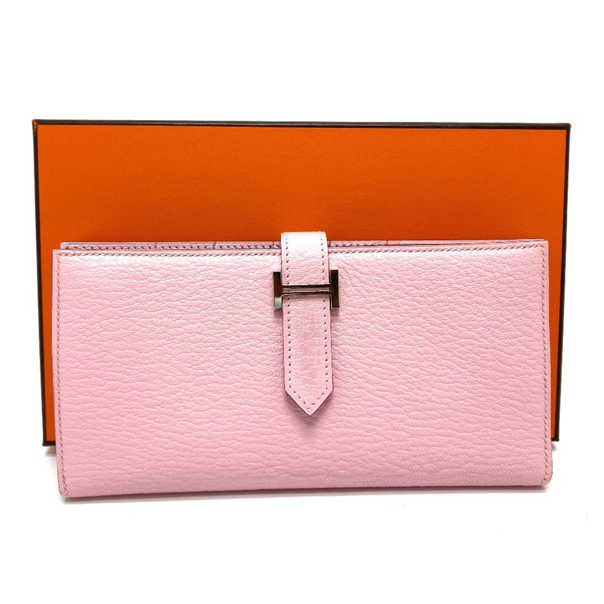 Hermes Pink Leather Long Wallet (Bi-Fold) (Pre-Owned)