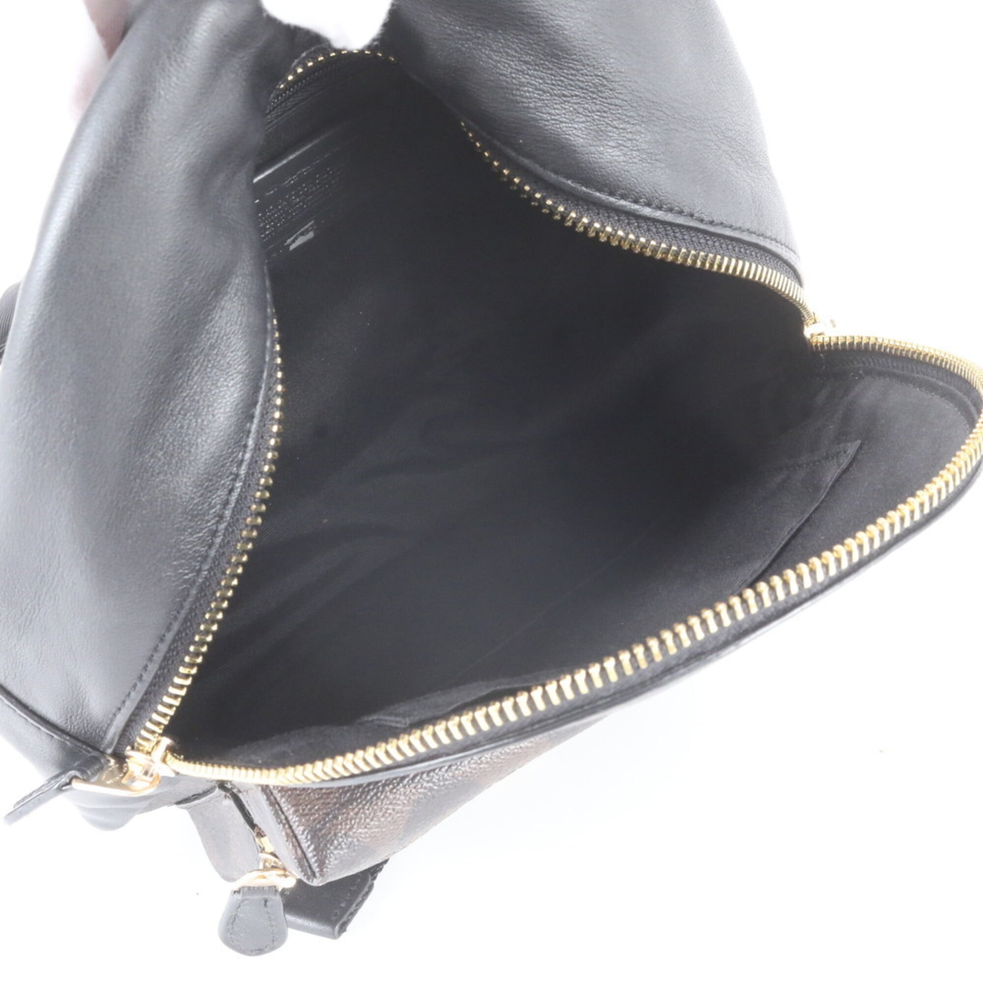 Coach Black Brown Leather Coated Canvas Backpack Shoulder Bag (Pre-Owned)