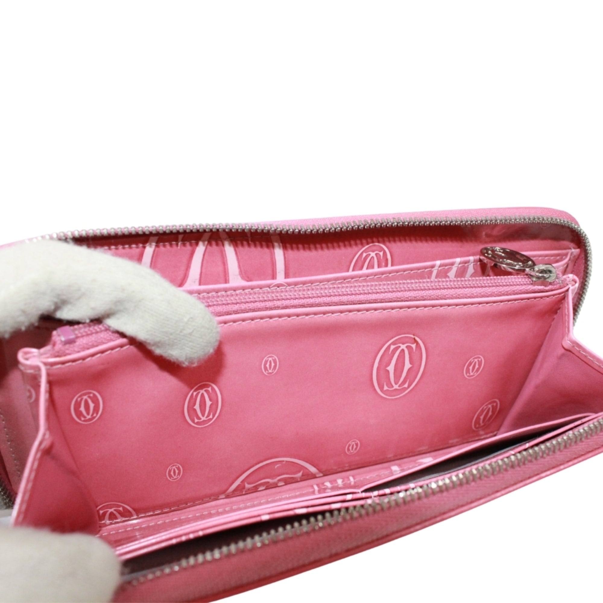Cartier Pink Leather Long Wallet (Bi-Fold) (Pre-Owned)