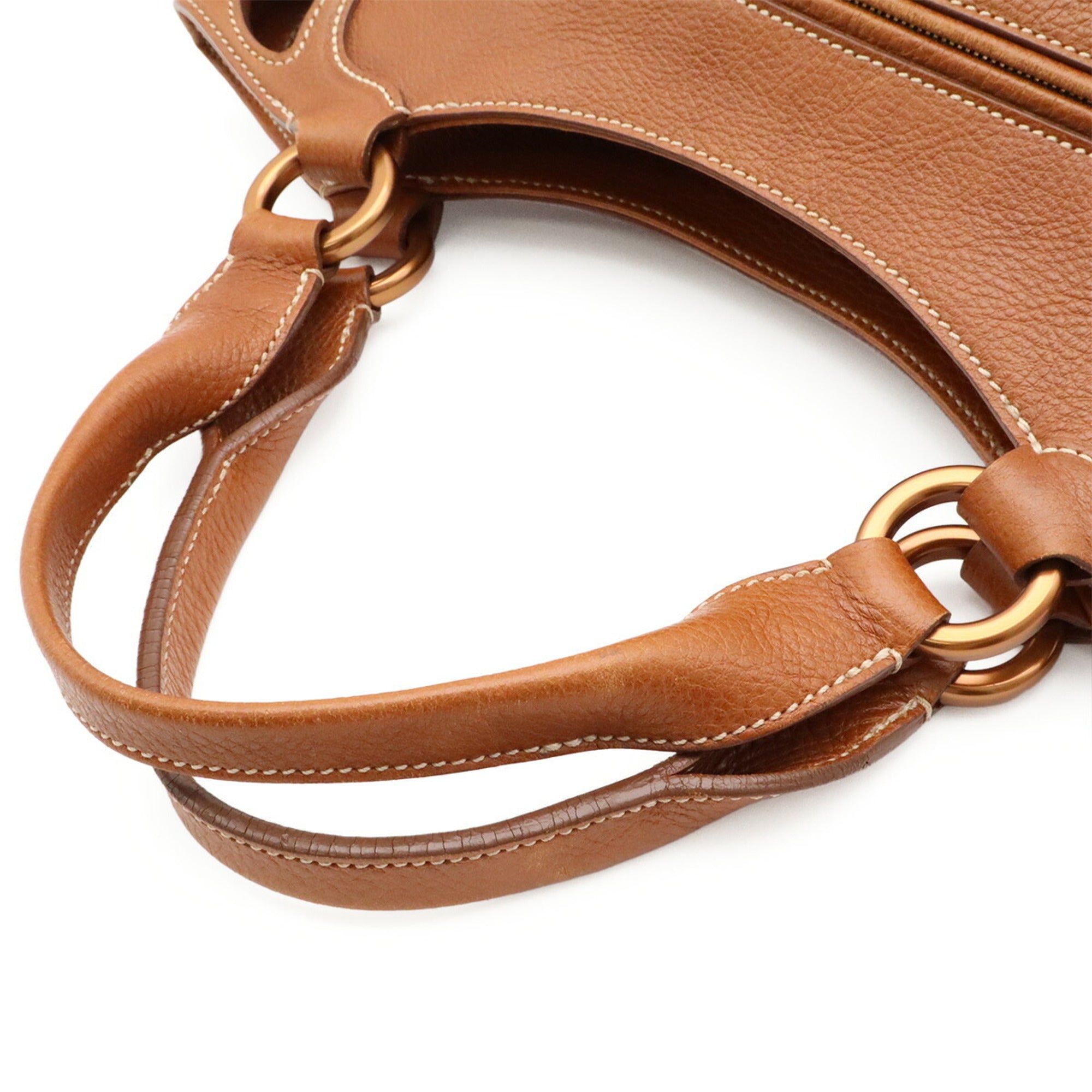 Cartier Brown Leather Handbag Shoulder Bag Tote Bag (Pre-Owned)